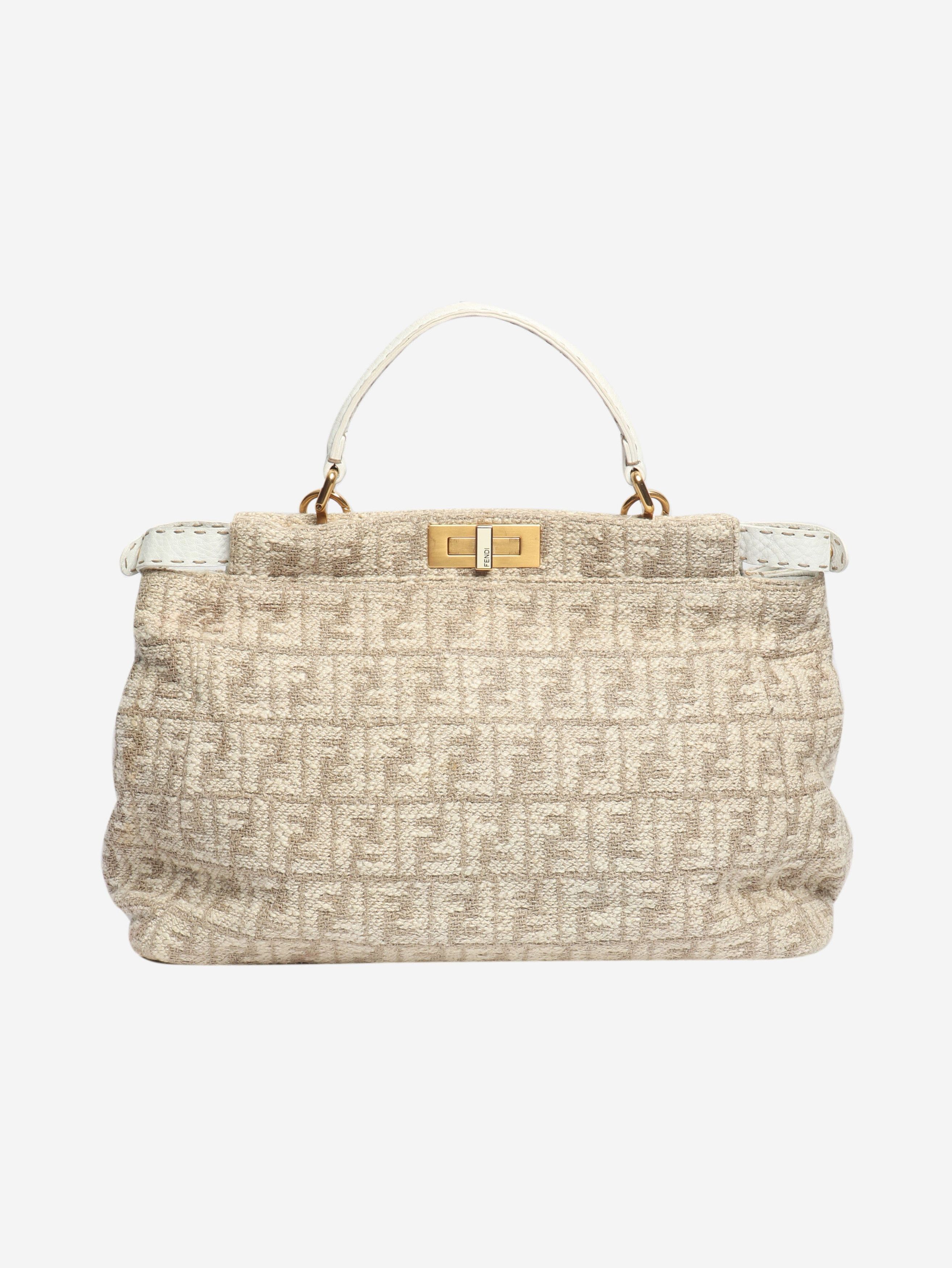 Fendi Neutral Peekaboo tweed shoulder bag Size ONE SIZE - 1 Thumbnail