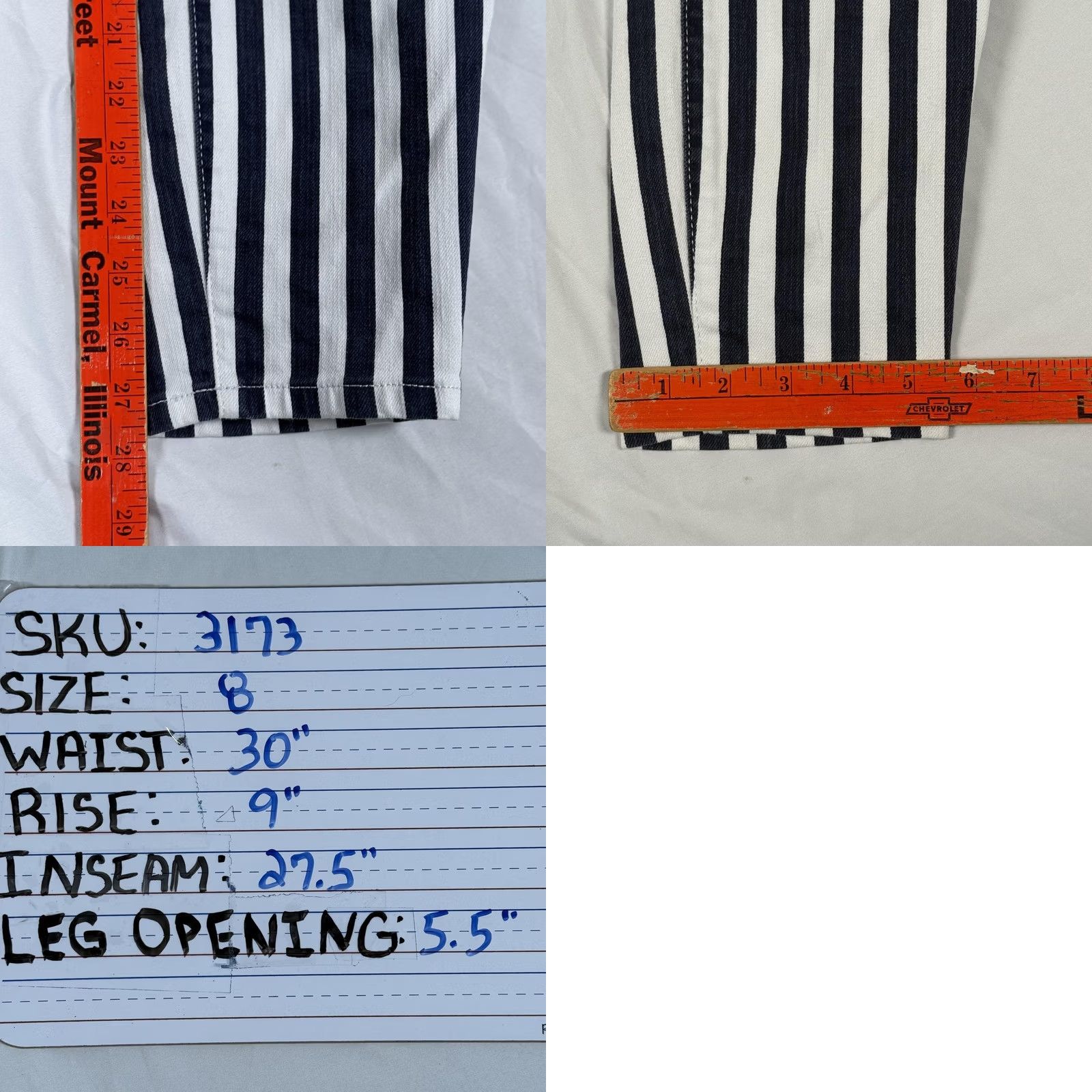 Tommy Hilfiger VINTAGE Tommy Hilfiger Pants Sz 8 Navy White Stripe Skinny Jeans Stretch Nautical Women 8 Denim Slim 5-Pocket Design Size 30" / US 8 / IT 44 - 9 Thumbnail
