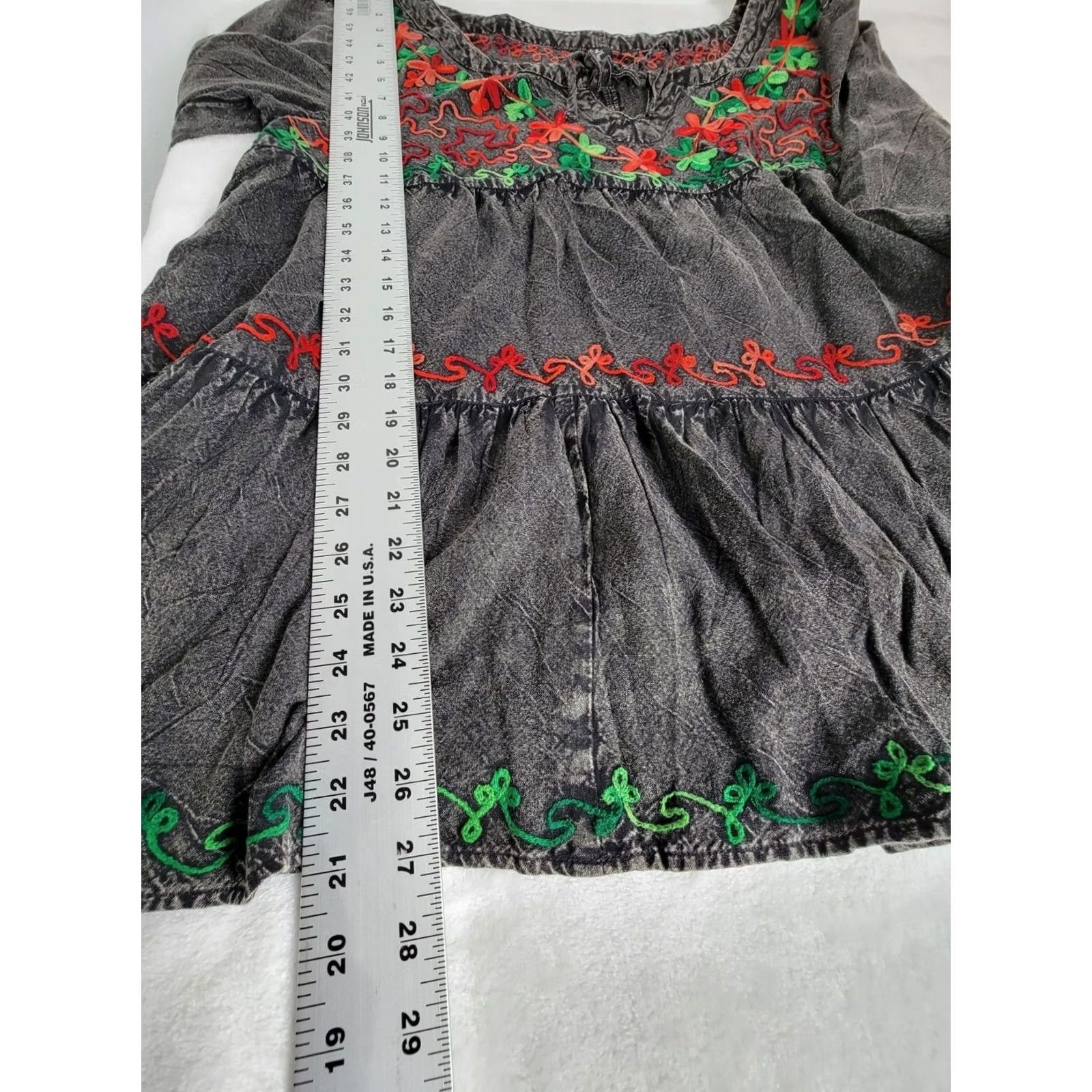 Vintage Sacred Threads Womens Floral Embroidered Tunic Top L/XL Gray Long Sleeve Boho Shirt Size L / US 10 / IT 46 - 7 Thumbnail