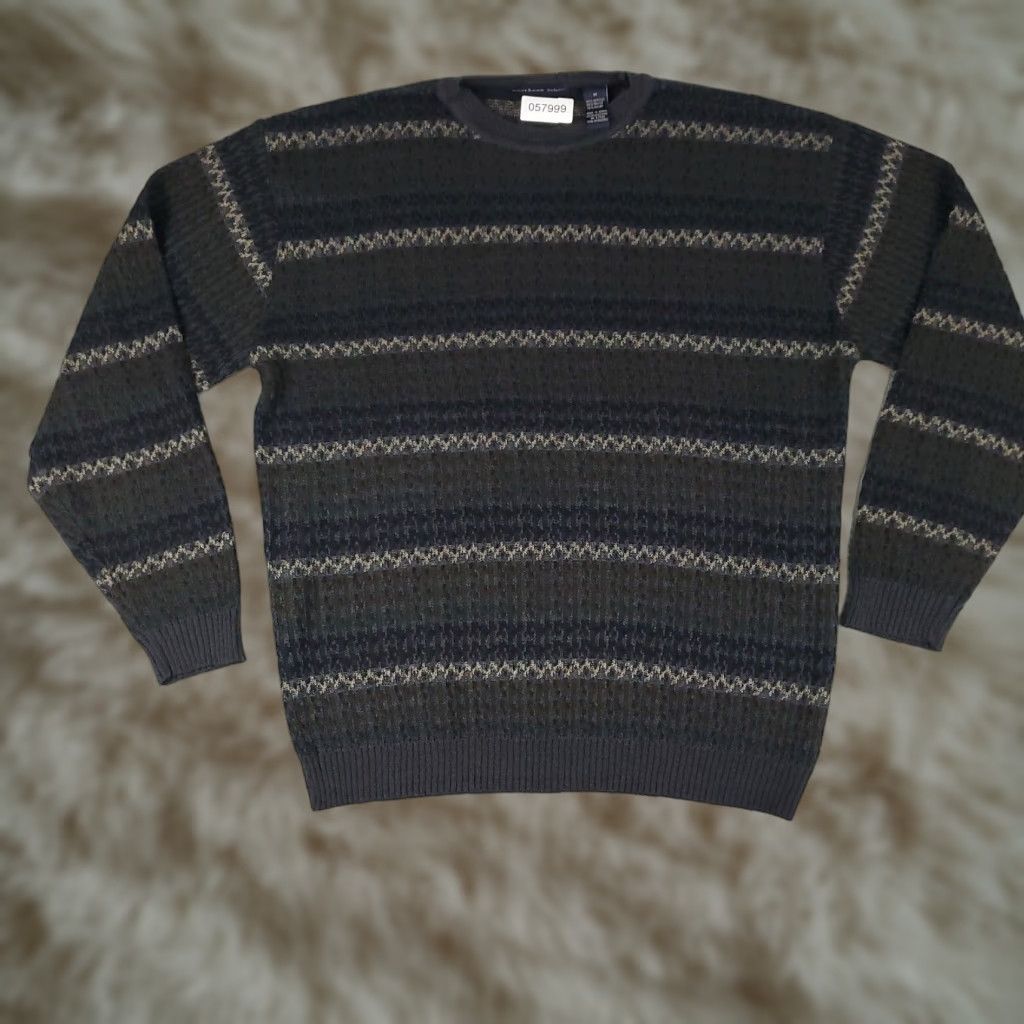 Vintage Northern Isles Sweater Blue Striped Knit Pullover Mens Medium Size US M / EU 48-50 / 2 - 1 Thumbnail