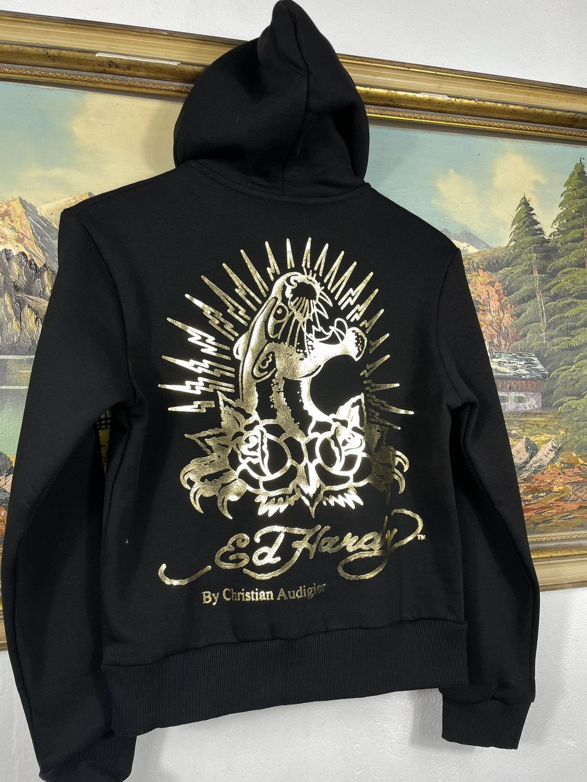 Christian Audigier × Ed Hardy × Vintage Ed Hardy Retro 00s Hoodie Sweatshirt Affliction Grunge Size S / US 4 / IT 40 - 9 Thumbnail