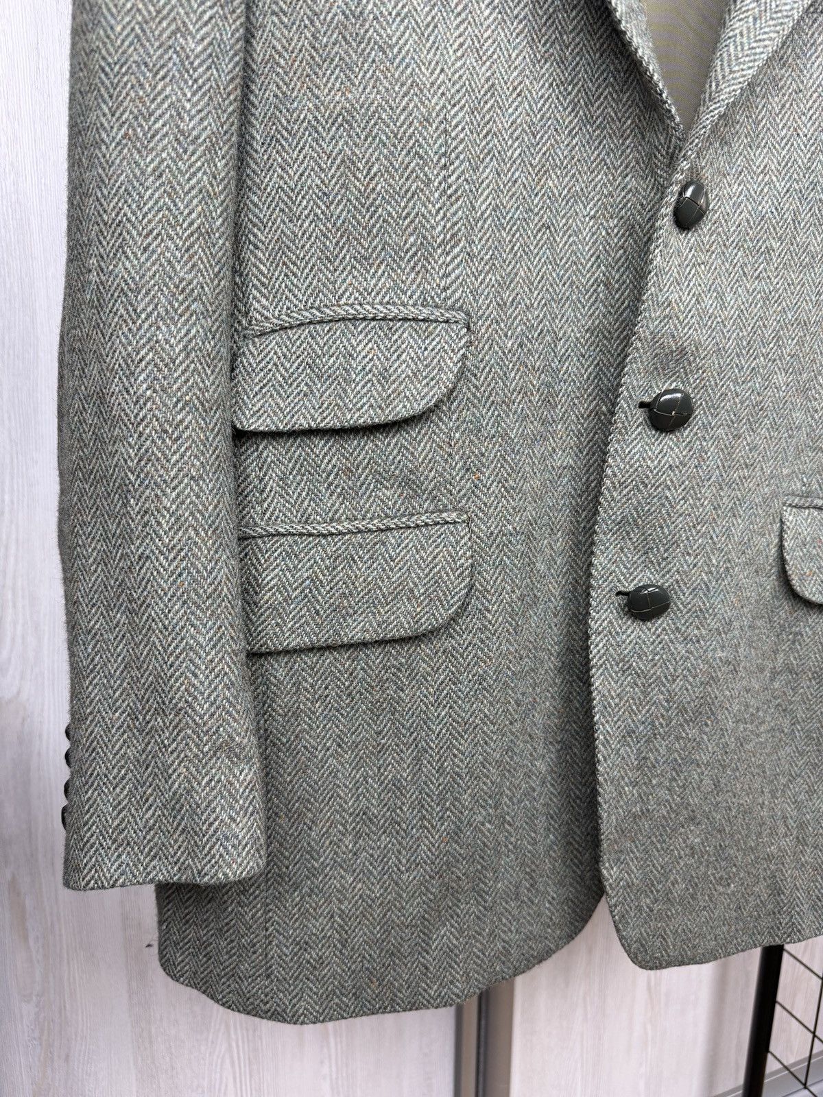 Magee Magee Donegal Tweed herringbone grey trim sport coat blazer Size 38R - 6 Thumbnail
