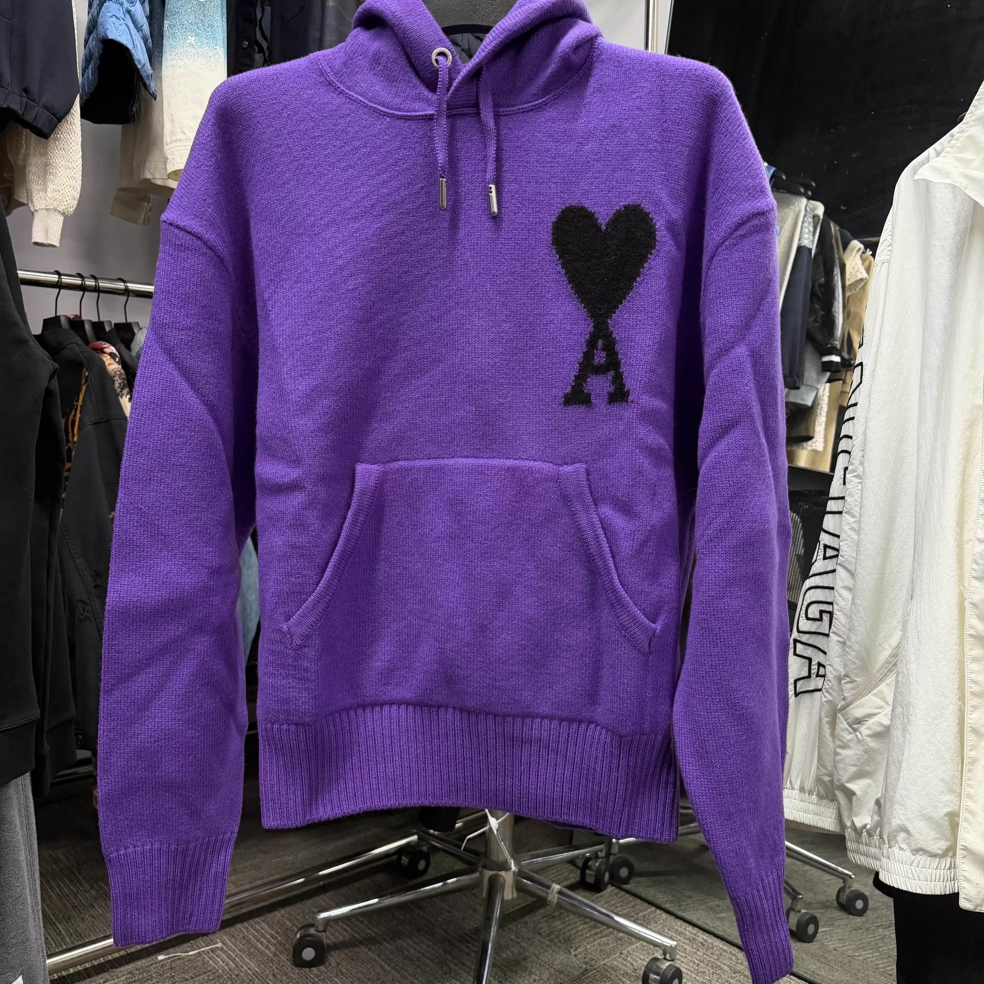 AMI ami purple knit hooded sweater L 99 new Size L / US 10 / IT 46 - 1 Thumbnail
