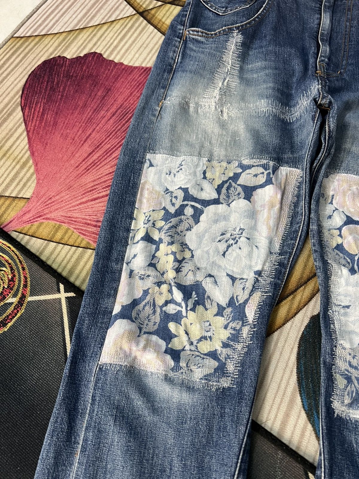 CABANE de ZUCCa Vintage Cabane De Zucca Patchwork Selvedge Mud Wash Jean Size US 30 / EU 46 - 10 Thumbnail