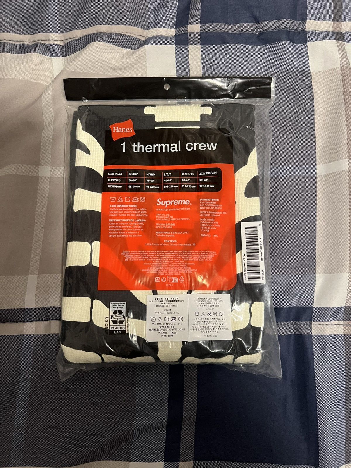 Supreme Supreme Hanes Bones Thermal Crew Black Size Extra Large Size ONE SIZE - 2 Thumbnail