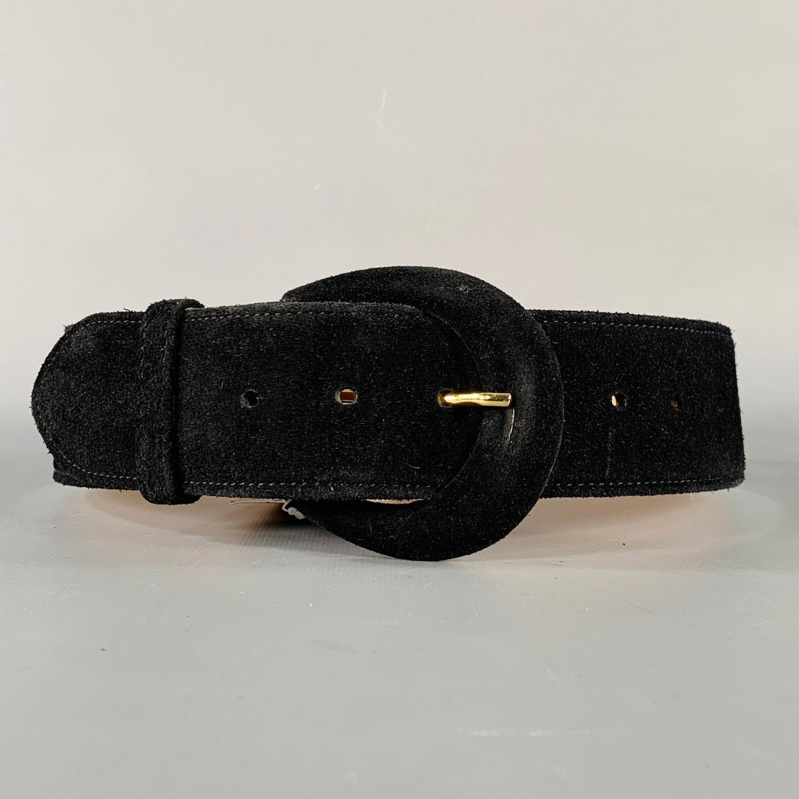 Giorgio Armani GIORGIO ARMANI Black Suede Covered Buckle Belt Size ONE SIZE - 1 Thumbnail