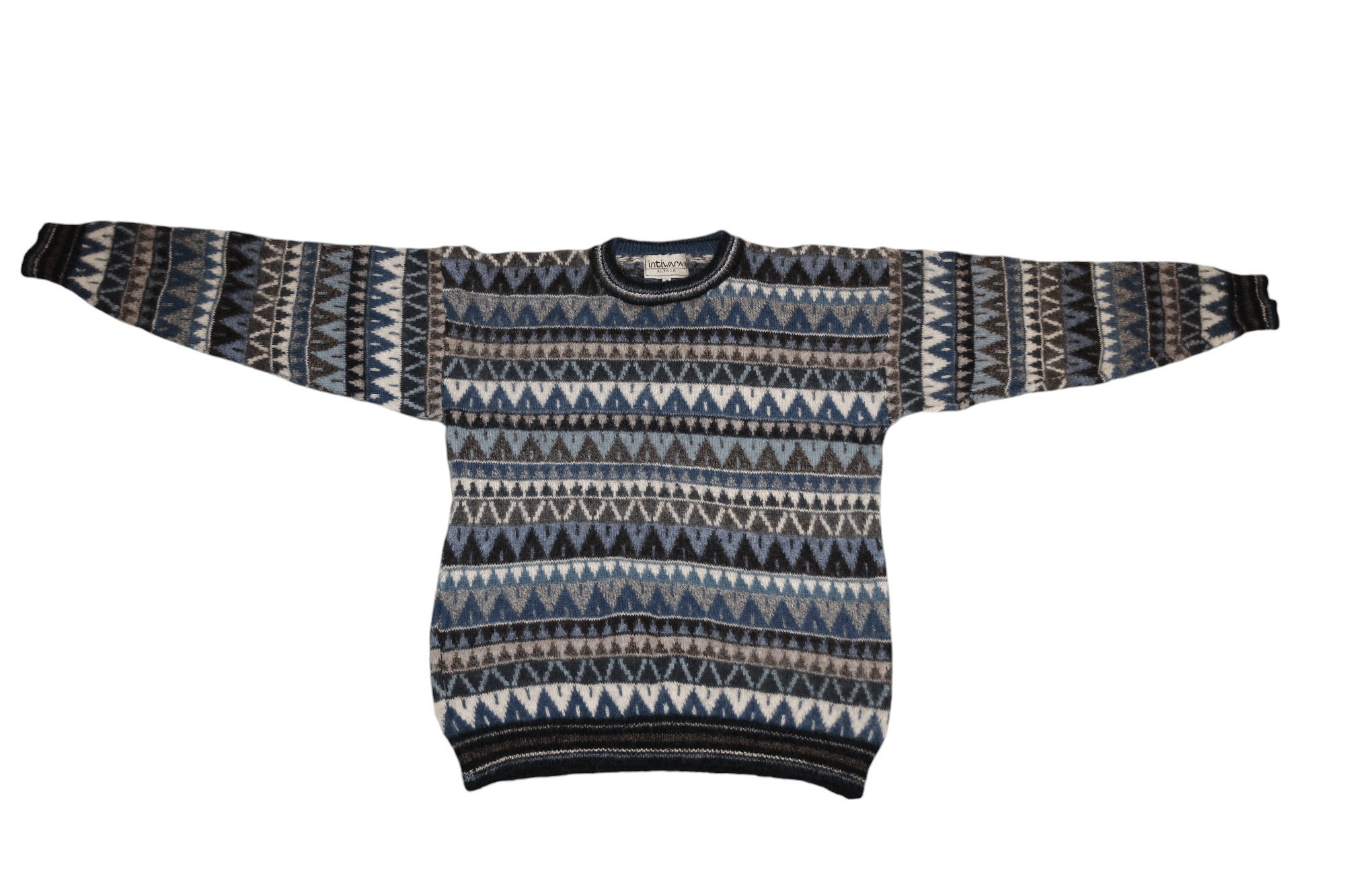 Homespun Knitwear RARE Intiwara Alpaca Tribal Patterns Crew Neck Wool Sweater Size US M / EU 48-50 / 2 - 2 Thumbnail