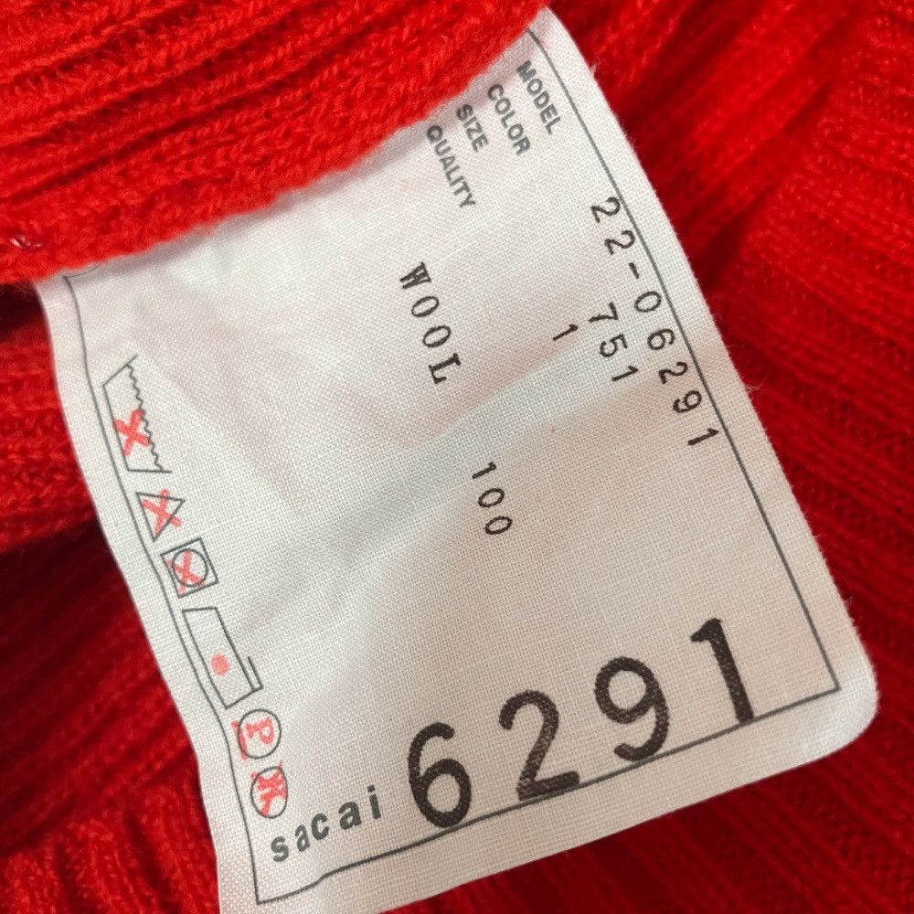 Sacai Sacai Cut-Out Wool Ribbed Knit Pullover Red Size S / US 4 / IT 40 - 6 Thumbnail