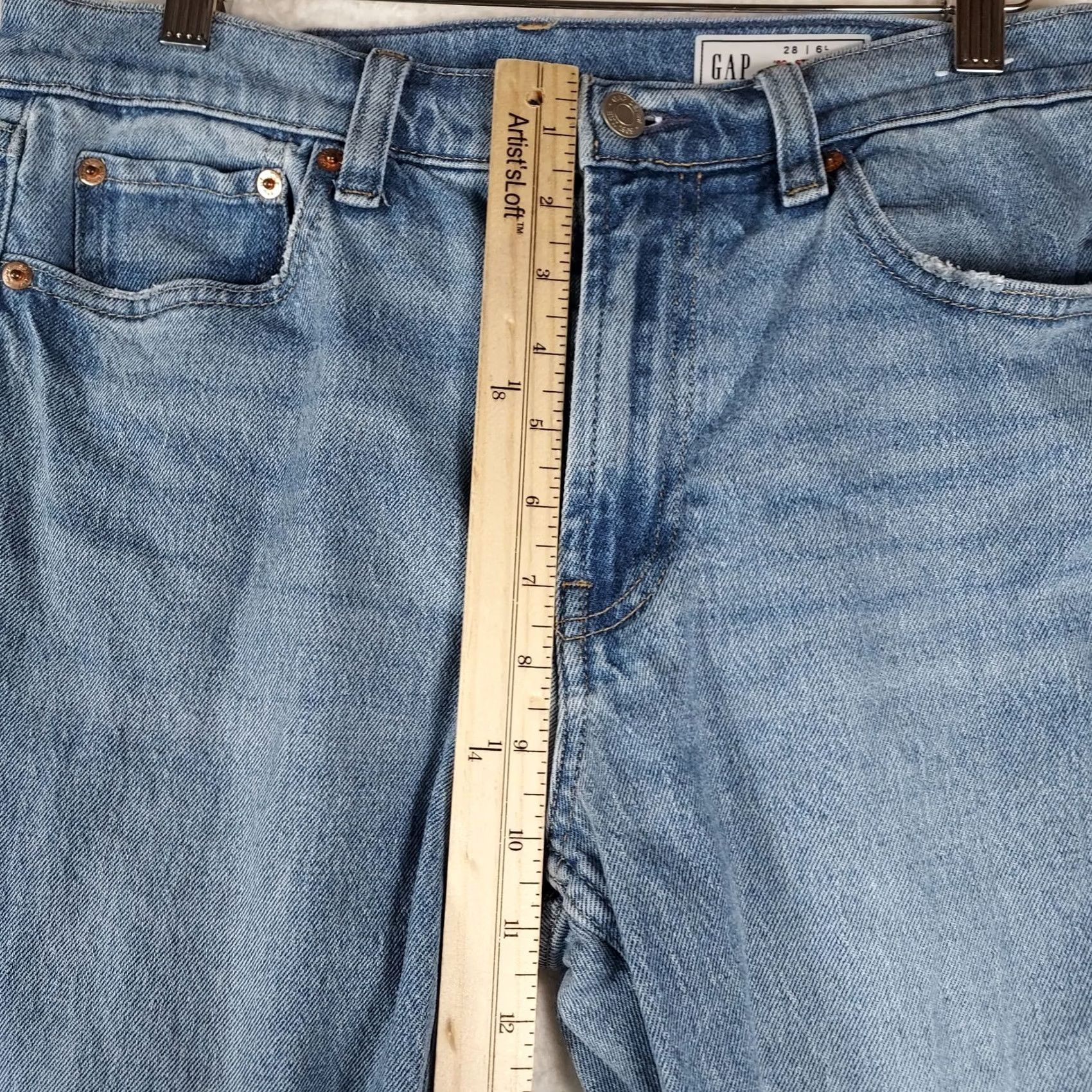Gap VINTAGE GAP 90s Straight High Rise Jeans Women’s 28L Light Blue Denim 5-Pocket Jeans Womens Size 28" / US 6 / IT 42 - 4 Thumbnail