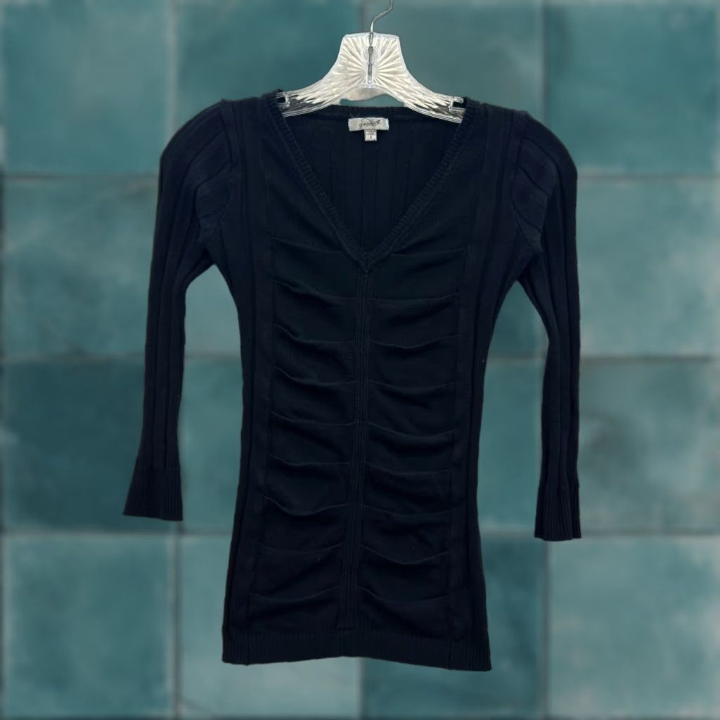 Vintage VINTAGE Y2K Shirt XS Womens Black Ruched Boho Grunge Whimsigoth McBling Size XS / US 0-2 / IT 36-38 - 1 Thumbnail
