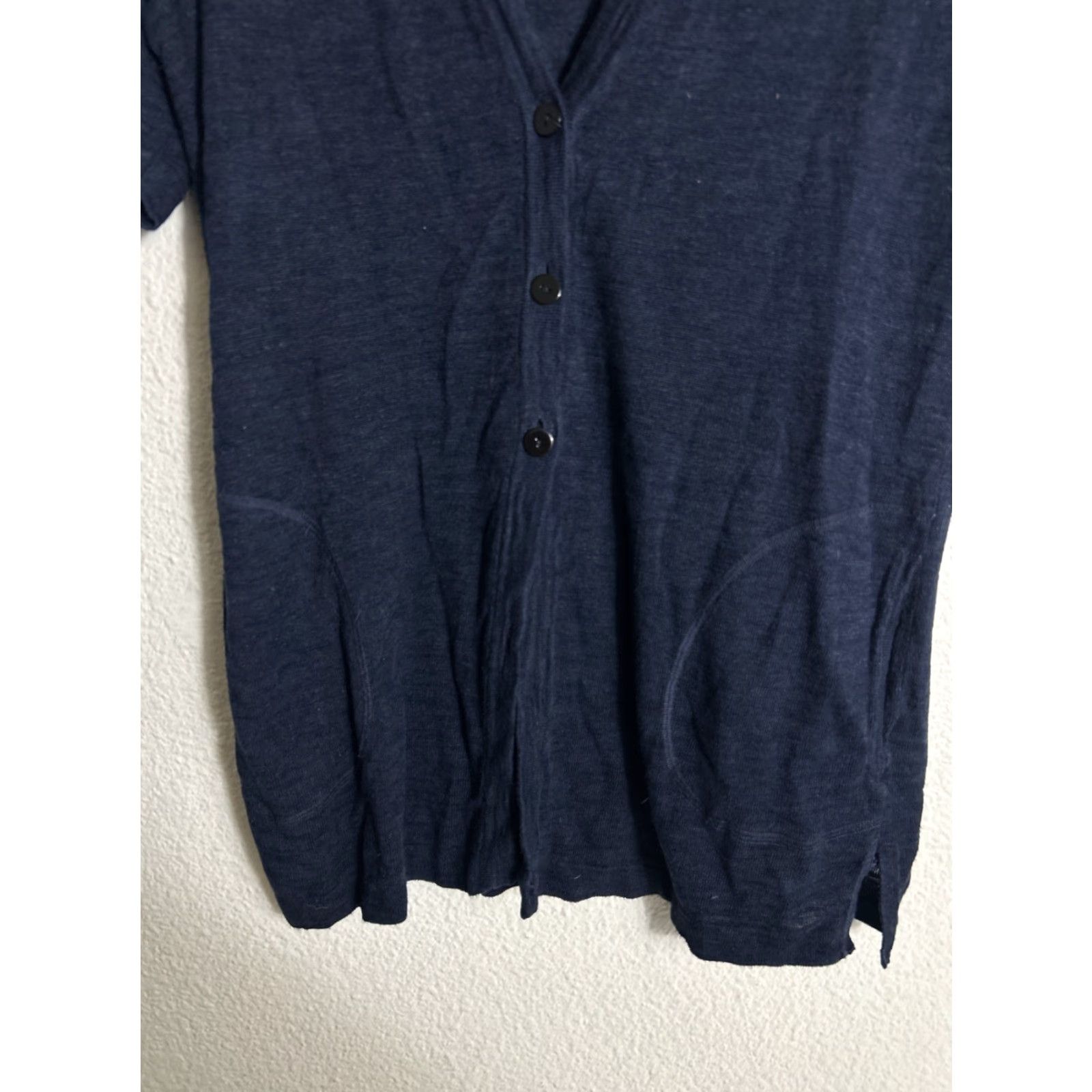 J. Jill VINTAGE J Jill Cardigan Knit Linen Blend Navy XS Women Short Sleeve Button Up Sweater blue Size XS / US 0-2 / IT 36-38 - 5 Thumbnail