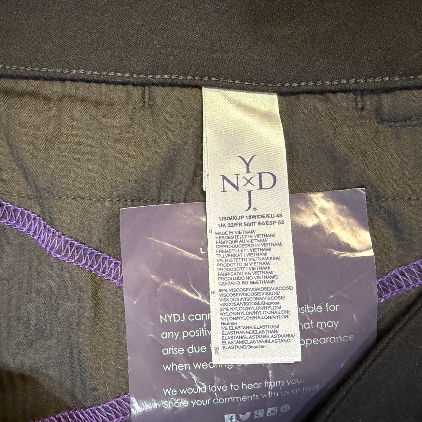 NYDJ NYDJ Womens Pants 18W Isabella Trouser Stretch Ponte Knit Bootcut Pull on G1 Black 18W Mens? Size 40" / US 18 - 6 Thumbnail