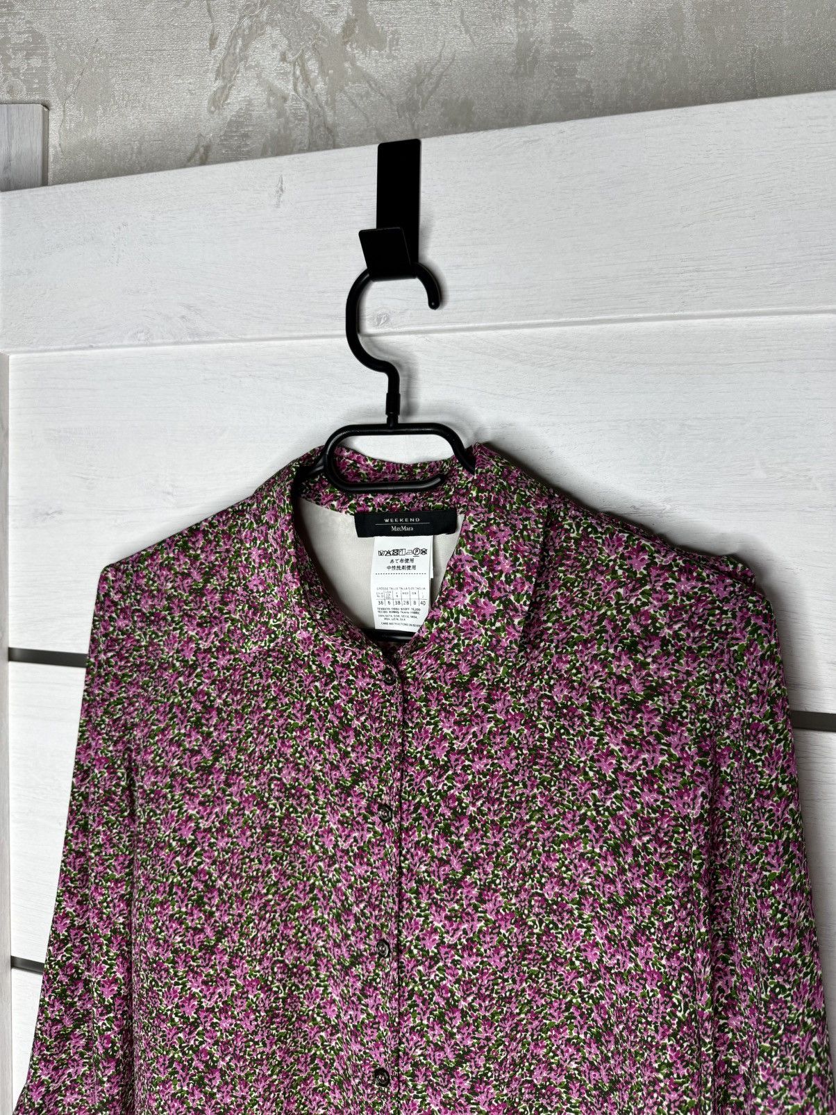 Max Mara Weekend Max Mara Silk Blouse Pink Floral Ruffle Sleeve Shirt Size M / US 6-8 / IT 42-44 - 3 Thumbnail