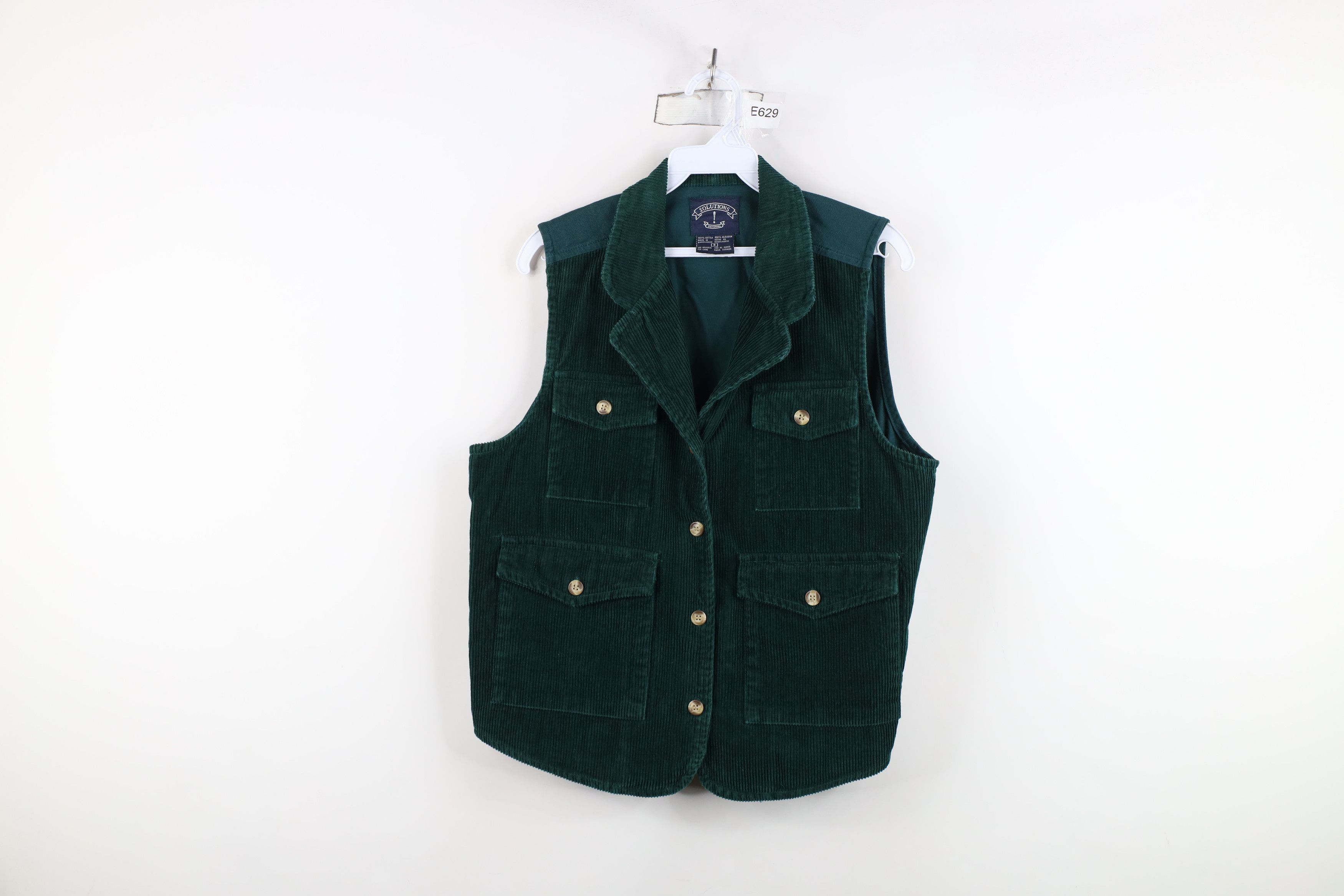 Vintage Vintage 90s Streetwear Corduroy Button Vest Jacket Green Size S / US 4 / IT 40 - 1 Thumbnail