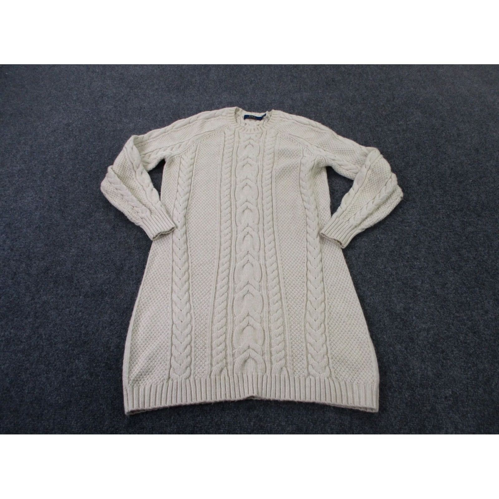 Polo Ralph Lauren Polo Ralph Lauren Sweater Dress Womens M Fall Ivory Crew Neck Pullover Knit Preppy Classic Size M / US 6-8 / IT 42-44 - 2 Thumbnail