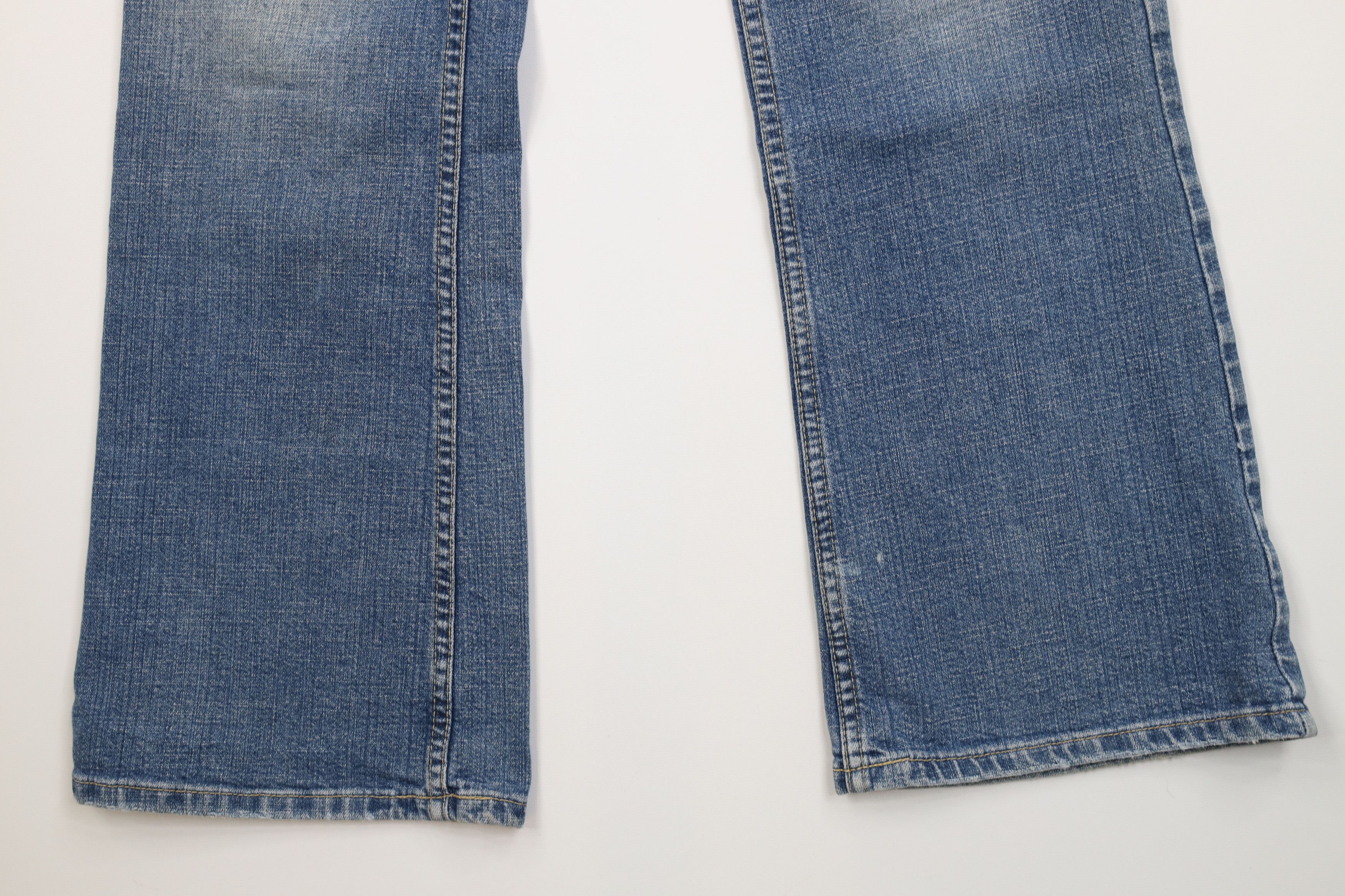 Express Vintage Y2K Express Flared Wide Leg Denim Jeans Stretch Size 30" / US 8 / IT 44 - 4 Thumbnail