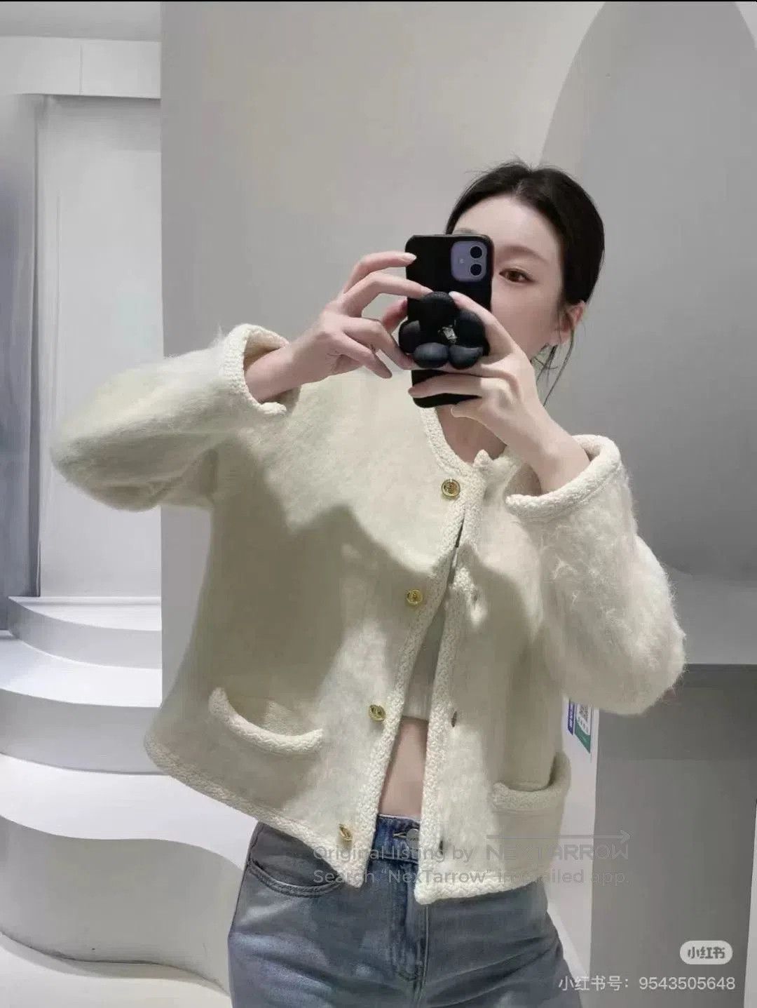 Celine celine cream cashmere coat with gold buttons. Size L / US 10 / IT 46 - 8 Thumbnail