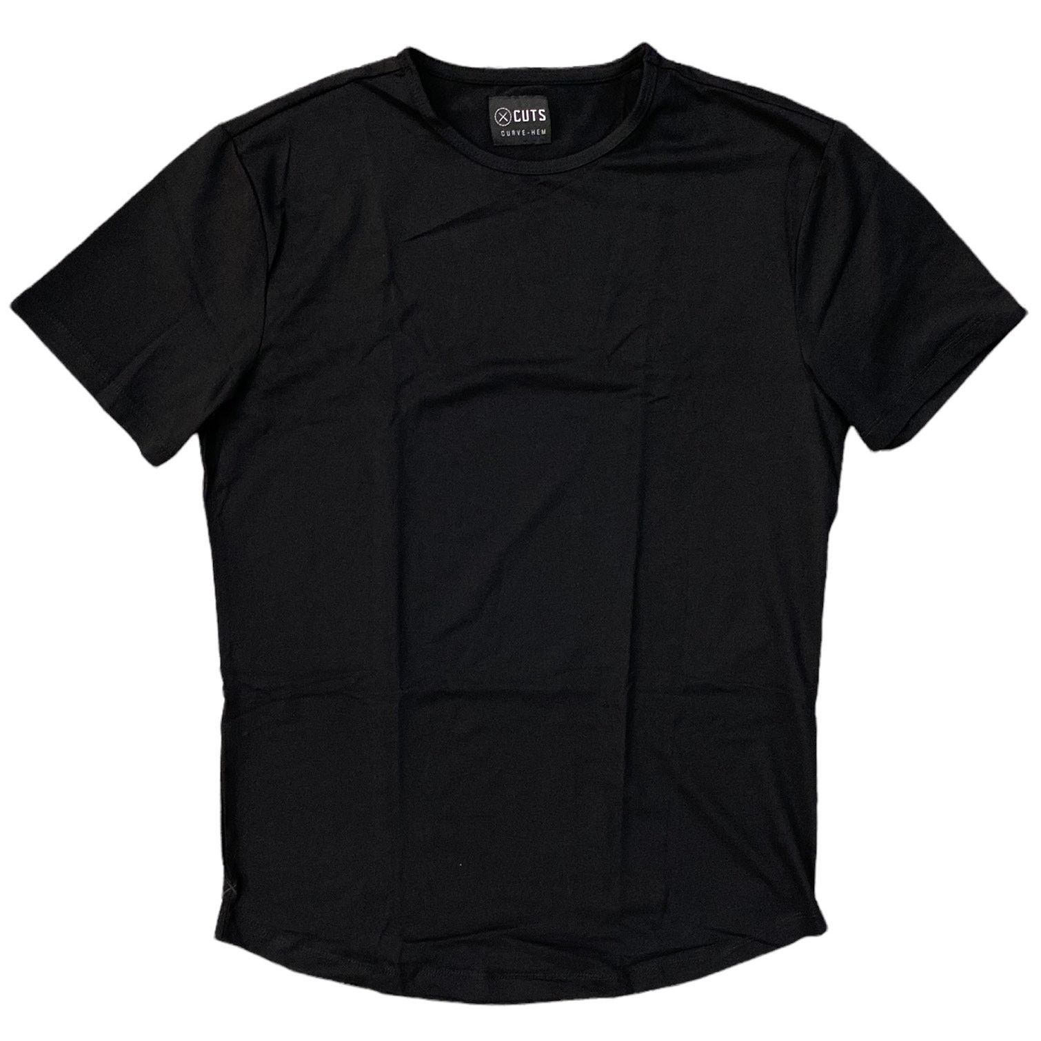 Other Cuts Clothing Men's Curve Hem Crew Neck Tee T-Shirt - Black Size US XL / EU 56 / 4 - 1 Thumbnail