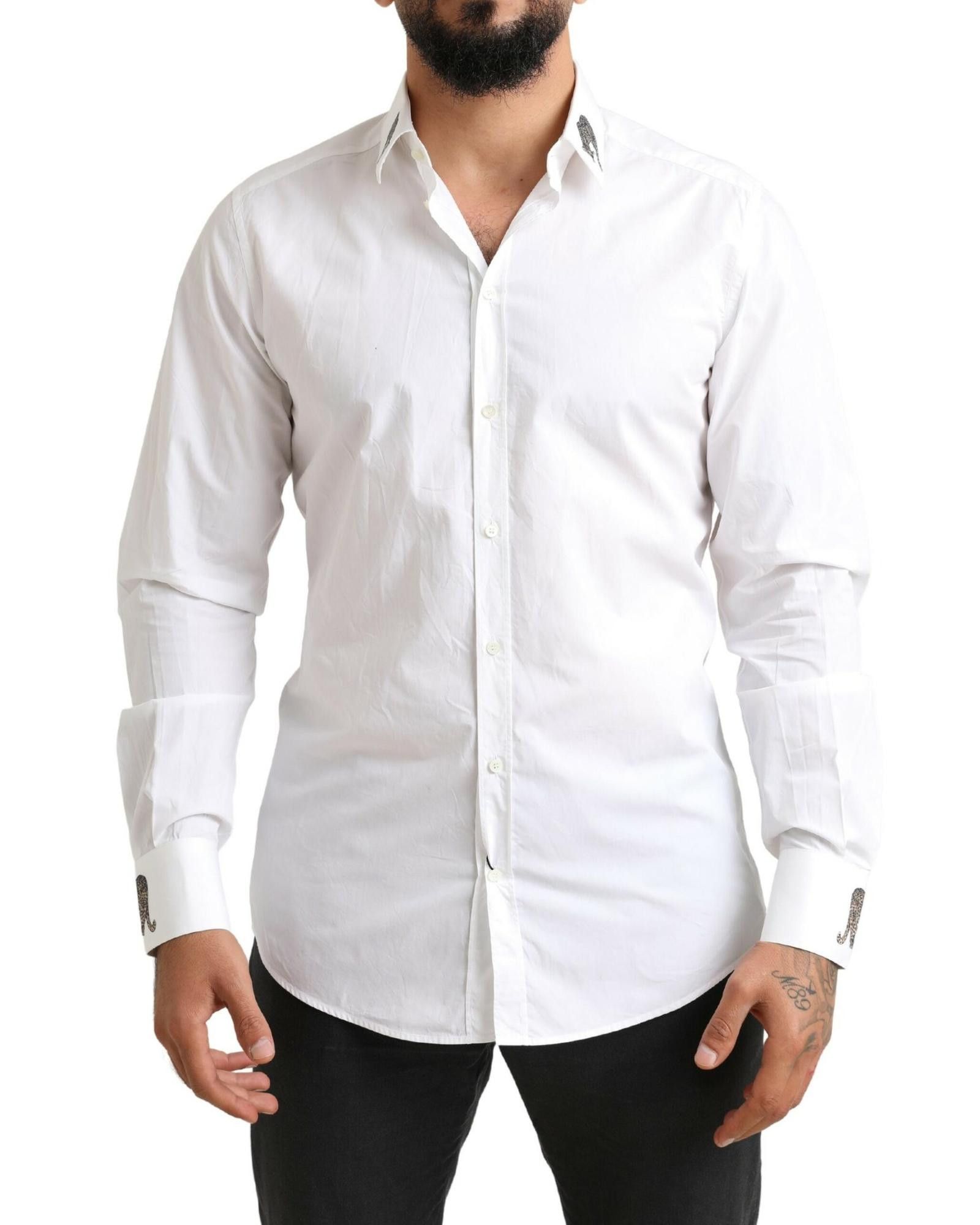 image of Dolce Gabbana Stunning Cotton Dress Shirt in White, Men's (Size XL)