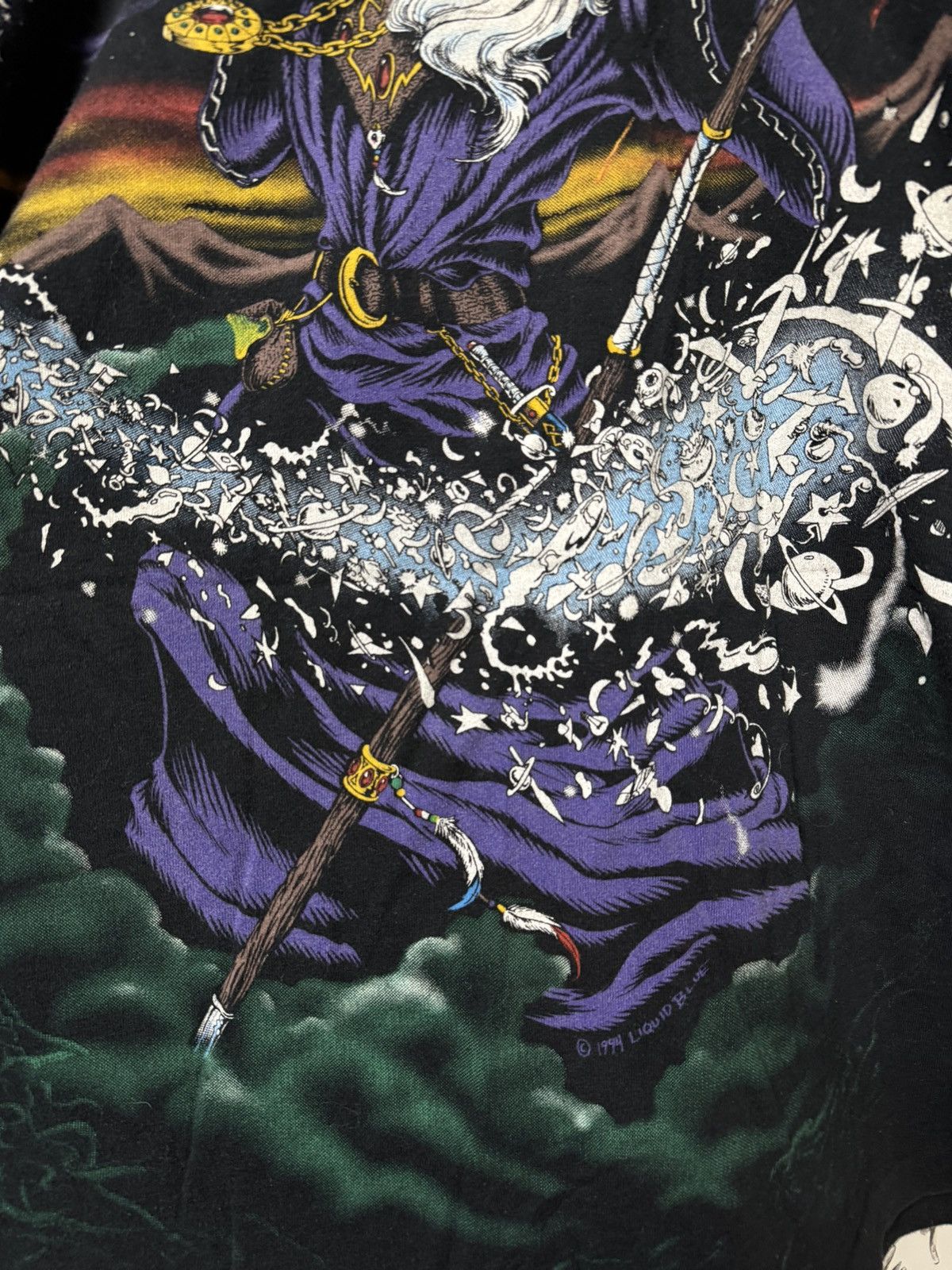 Vintage Vintage 1994 Liquid Blue Wizard AOP T-Shirt Rare XLarge Size US XL / EU 56 / 4 - 8 Thumbnail
