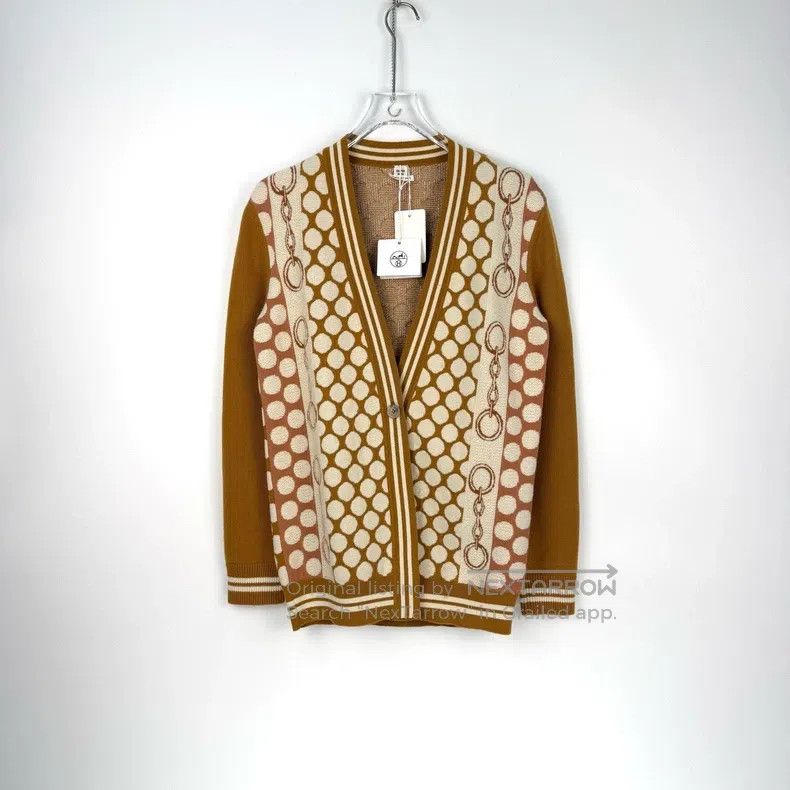 Other Hermes Brown Round Rope Pattern Wool Cardigan Size XS / US 0-2 / IT 36-38 - 3 Thumbnail
