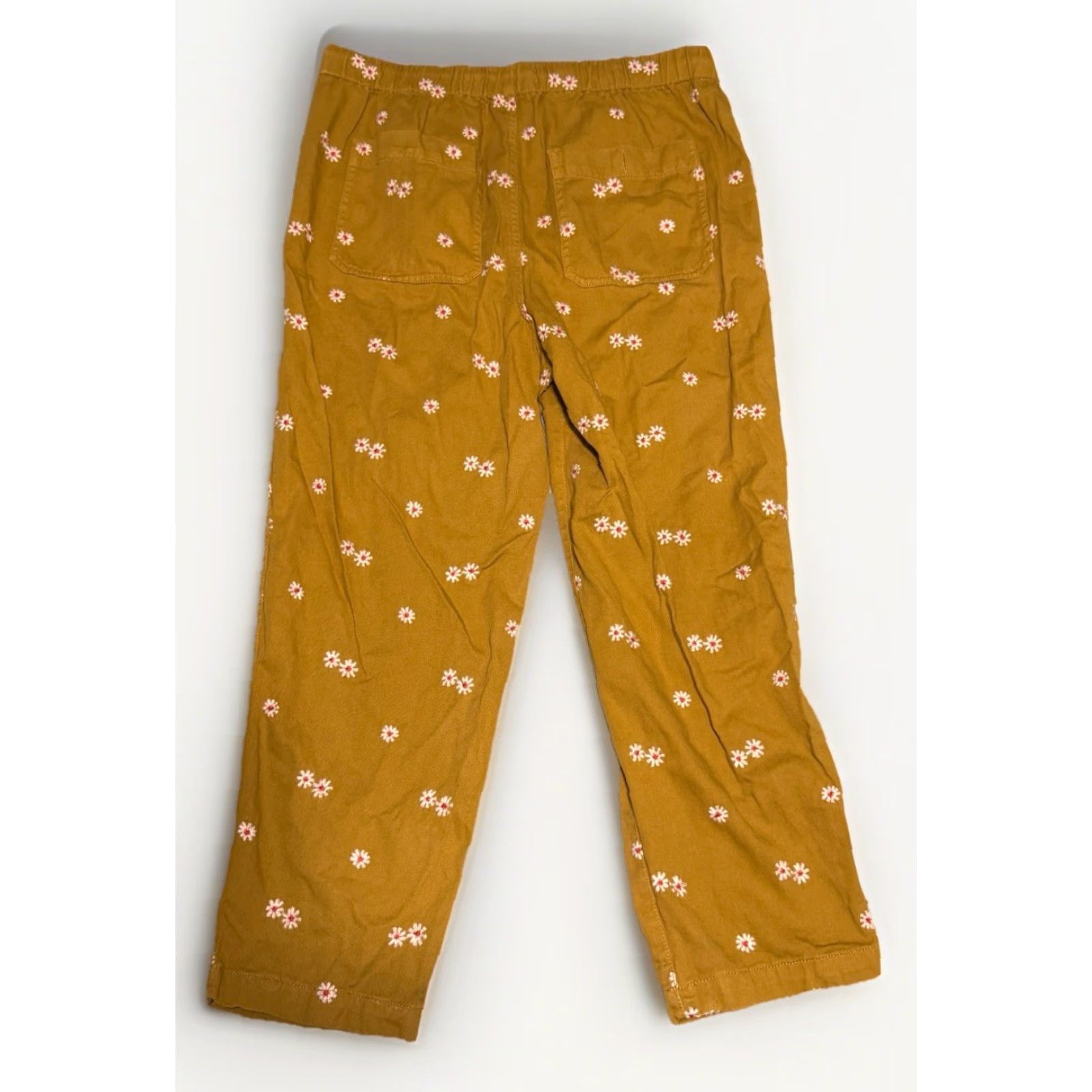 Madewell Madewell Pants Adult Medium Yellow Daisy Embroidered Print Pull-On Relaxed Straight Chino Womens Size 32" / US 10 / IT 46 - 6 Thumbnail