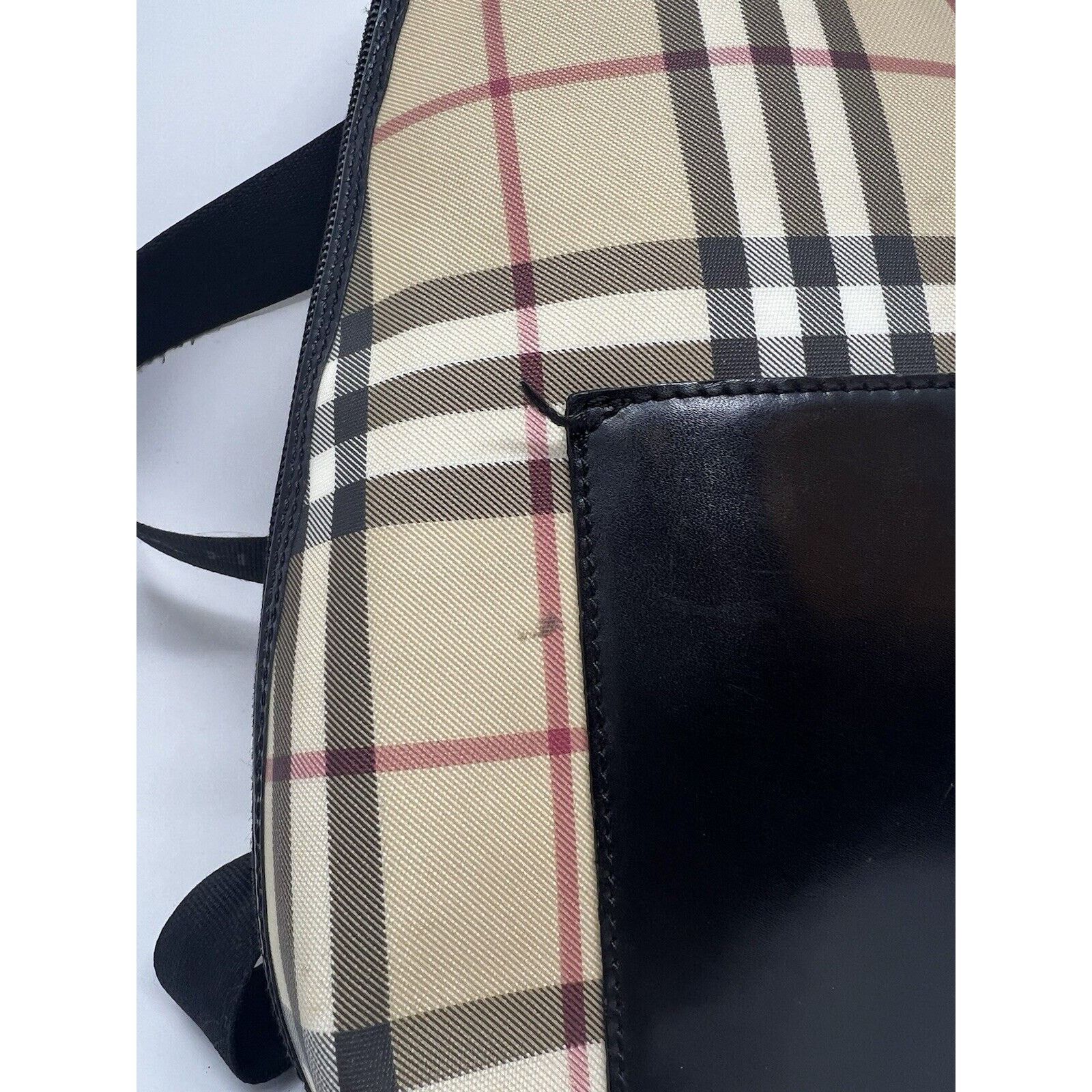 Burberry Burberry London House Check Unisex Leather Beige Rucksack Size ONE SIZE - 3 Thumbnail