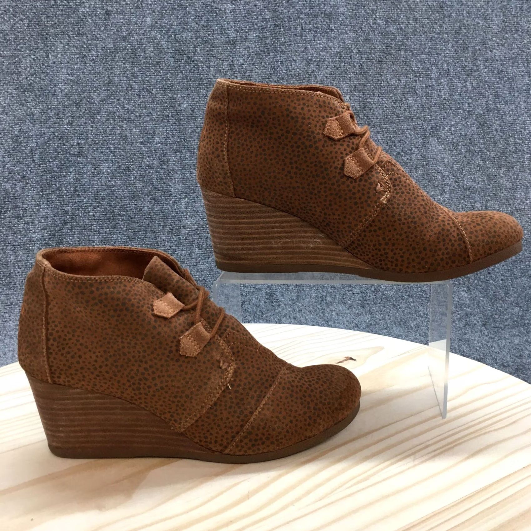 Toms TOMS Boots Womens 9 Kala Ankle Bootie Brown Lace Up Casual Wedge Heels Size US 9 / IT 39 - 2 Thumbnail