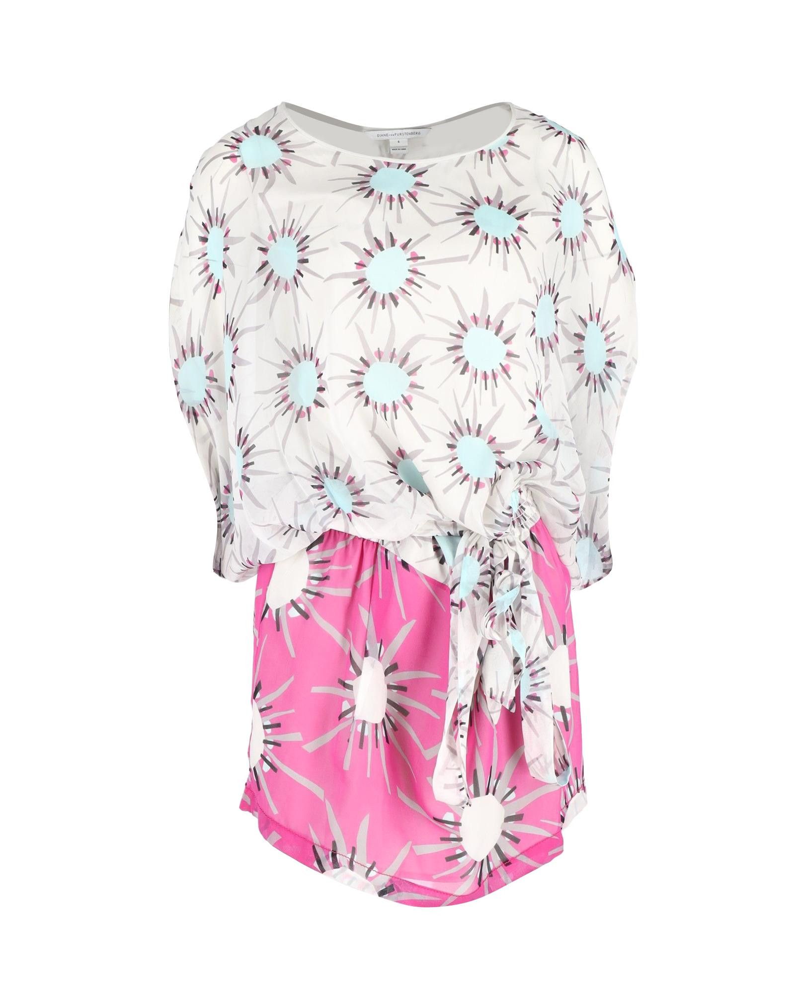 image of Diane Von Furstenberg Multicolor Printed Silk Layered Dress, Women's (Size Medium)