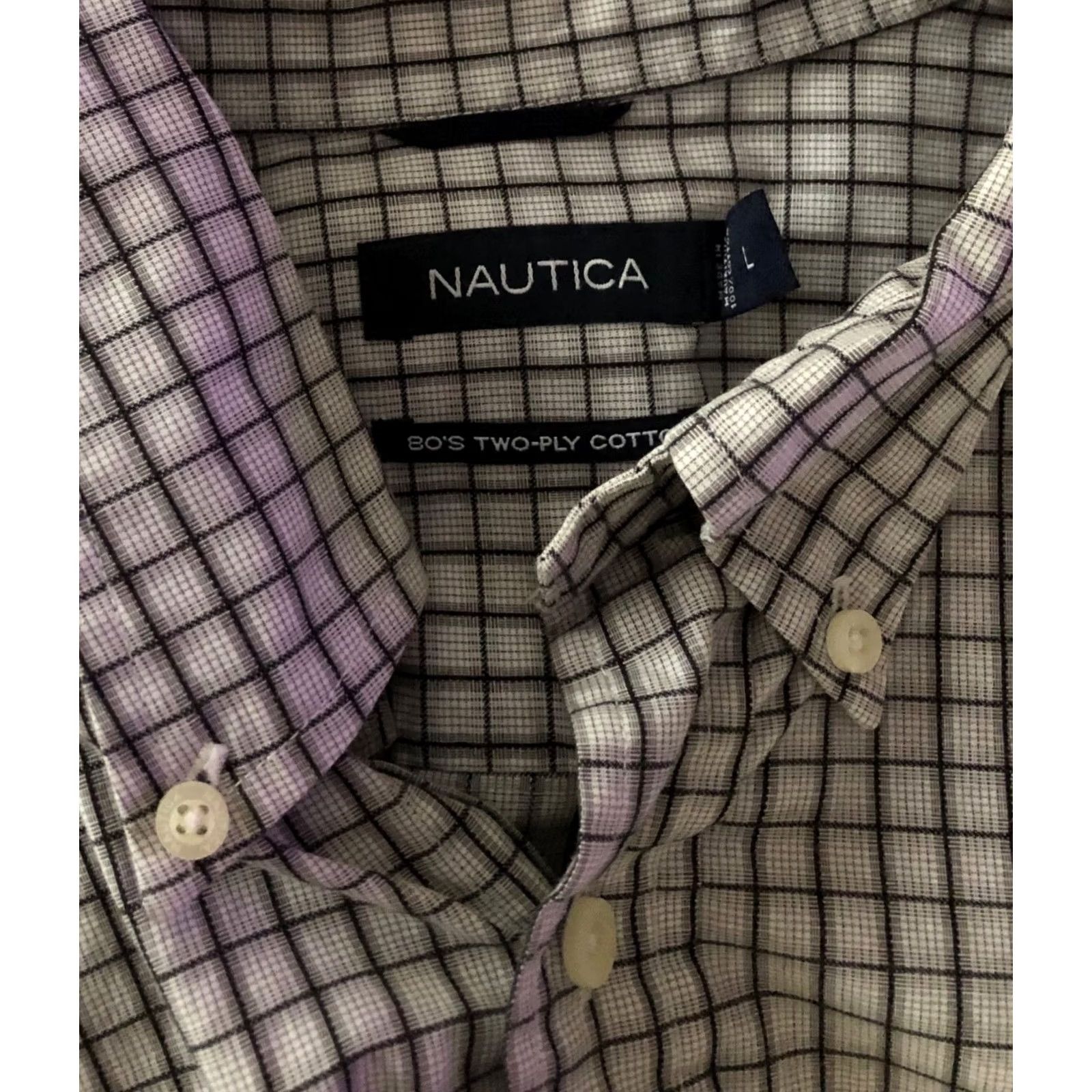 Nautica Nautica Shirt Mens L Gray button Plaid Check Lon Sleeve career Preppy Academia Size US L / EU 52-54 / 3 - 4 Thumbnail