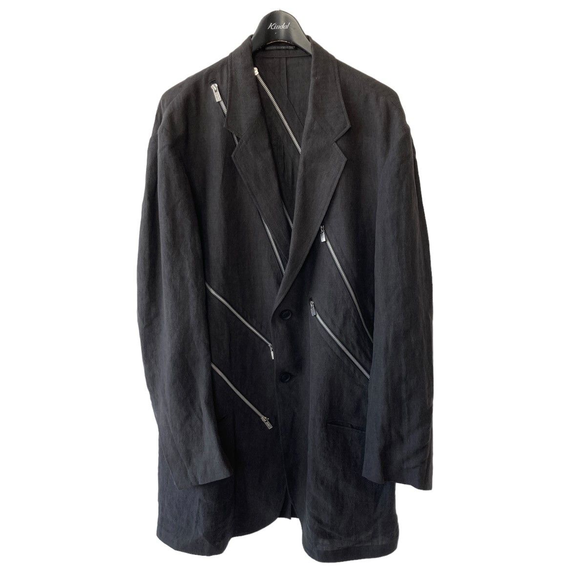 Image of Yohji Yamamoto Pour Homme Linen Ink Dye Zip Jacket in Grey, Men's (Size XL)