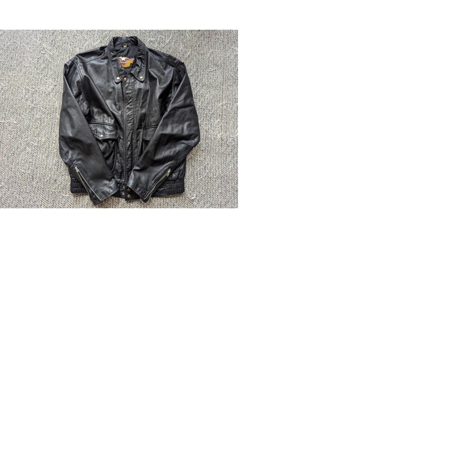 Harley Davidson VINTAGE Harley-Davidson leather XL black BOMBER motorcycle Jacket Mens XL Black Size US XL / EU 56 / 4 - 9 Thumbnail