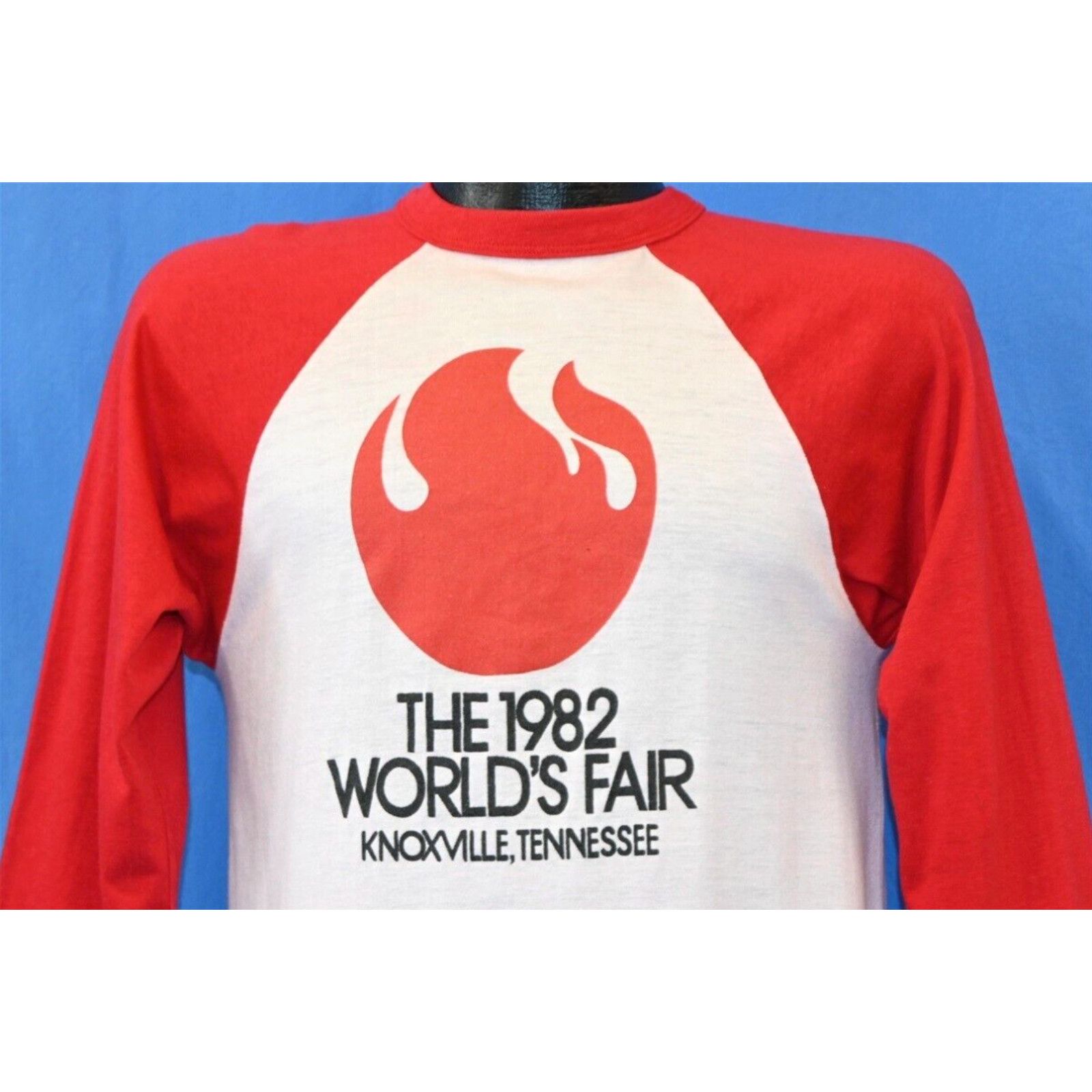 Image of Vintage VTG 80's 1982 World's Fair Knoxville Tennessee Energy Expo Raglan T-Shirt Small S in White