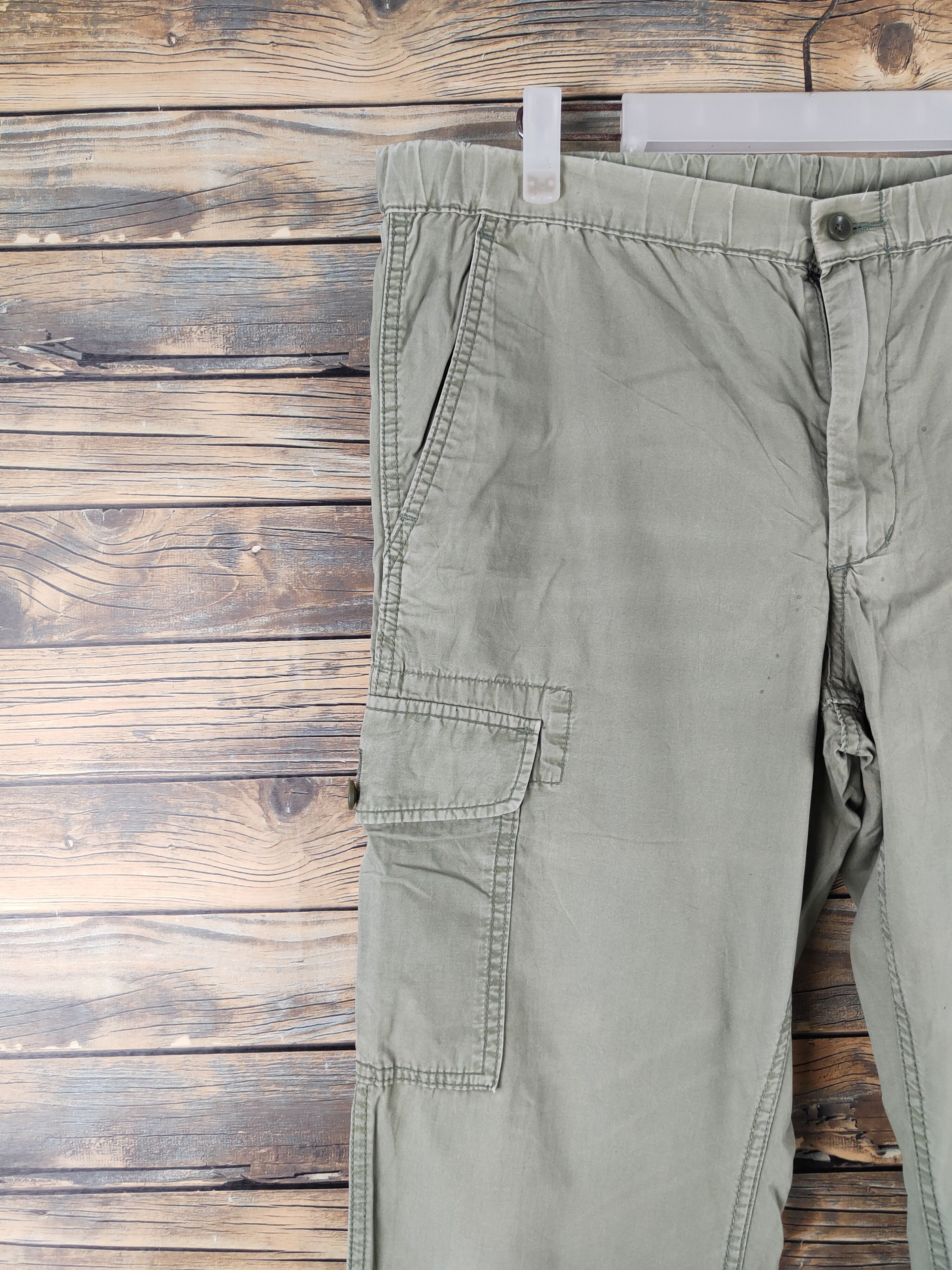 Japanese Brand DL Uniqlo Green Faded Multipocket Tactical Cargo Pants #1303 Size US 33 - 3 Thumbnail