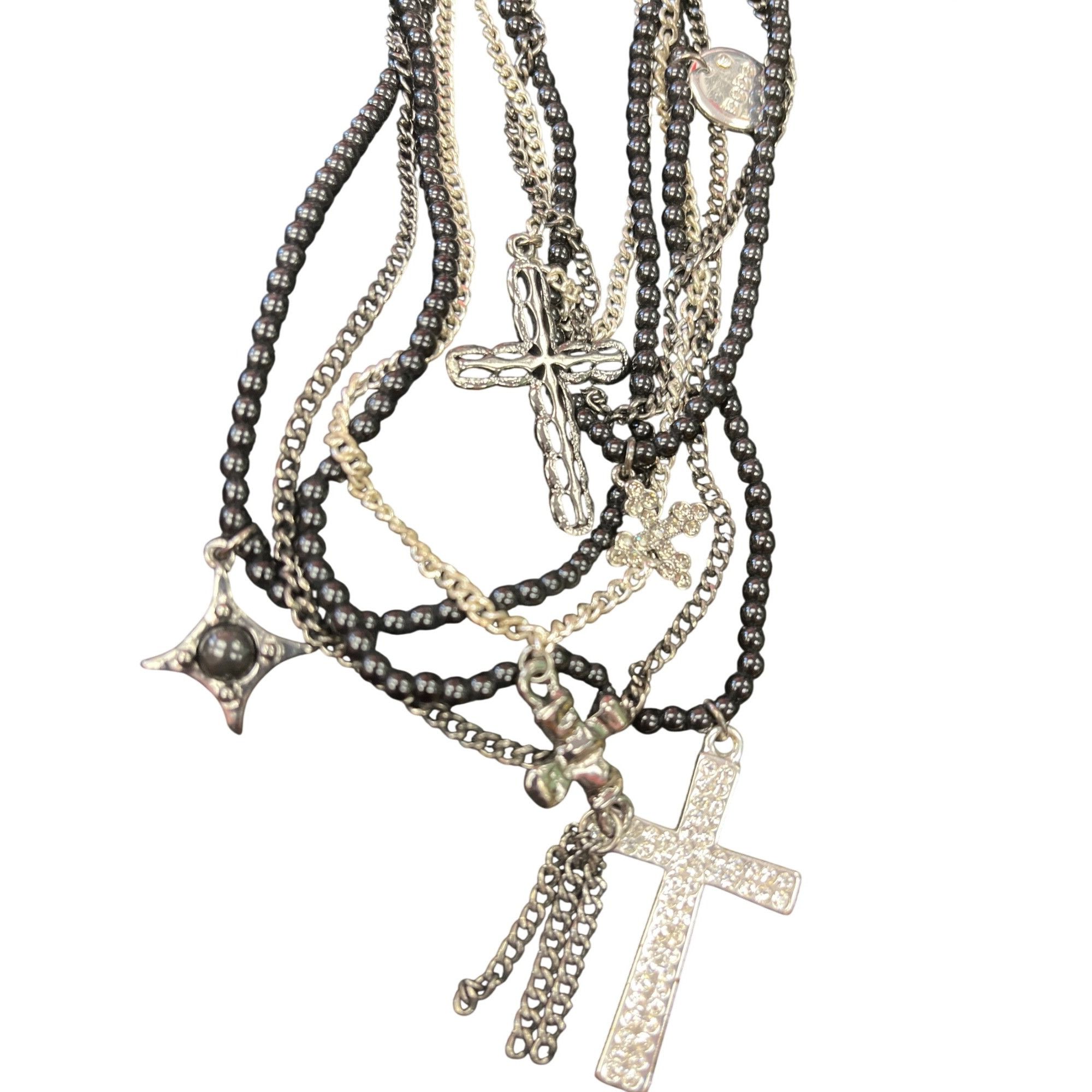 Bebe Bebe wms silver black beaded multi cross charms necklace SKU Size ONE SIZE - 4 Thumbnail