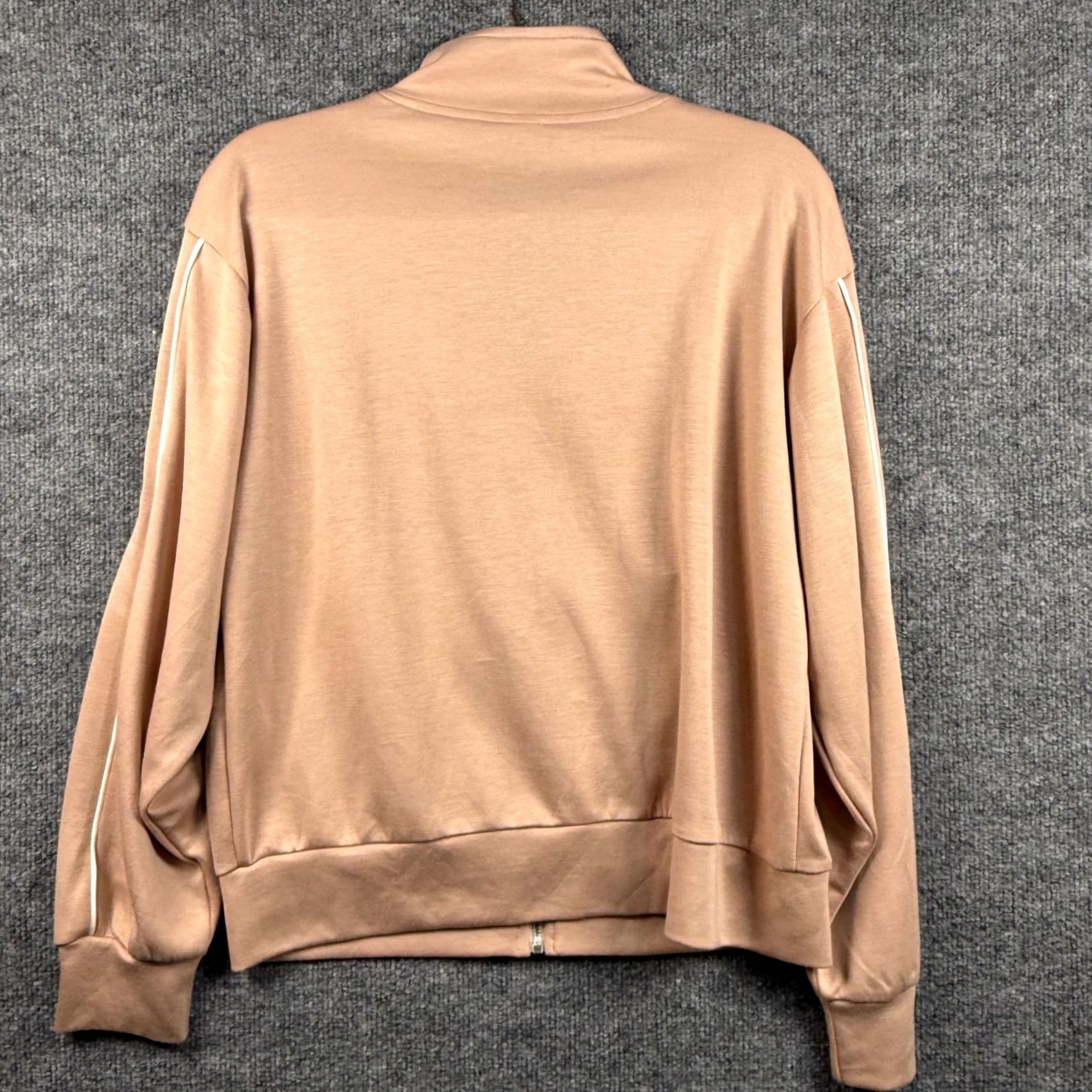 Vintage Totatuit Mens M Tan Full Zip Track Jacket Mock Neck Contrast Piping NWT Size US M / EU 48-50 / 2 - 4 Thumbnail