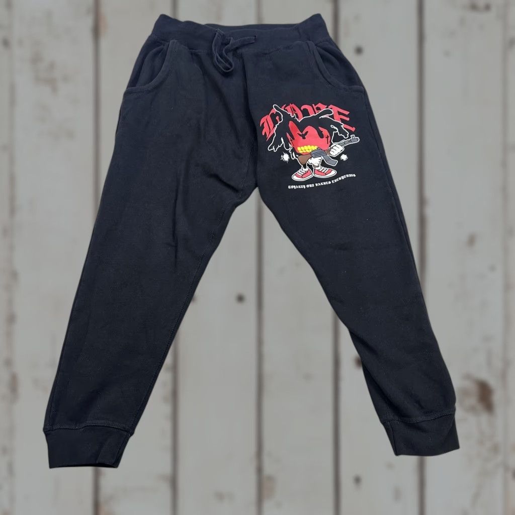 Vintage L.O.V.E Joggers Sweatpants Mens Large Black Graphic Heart Streetwear Fleece Adult Regular Size US 33 - 1 Thumbnail