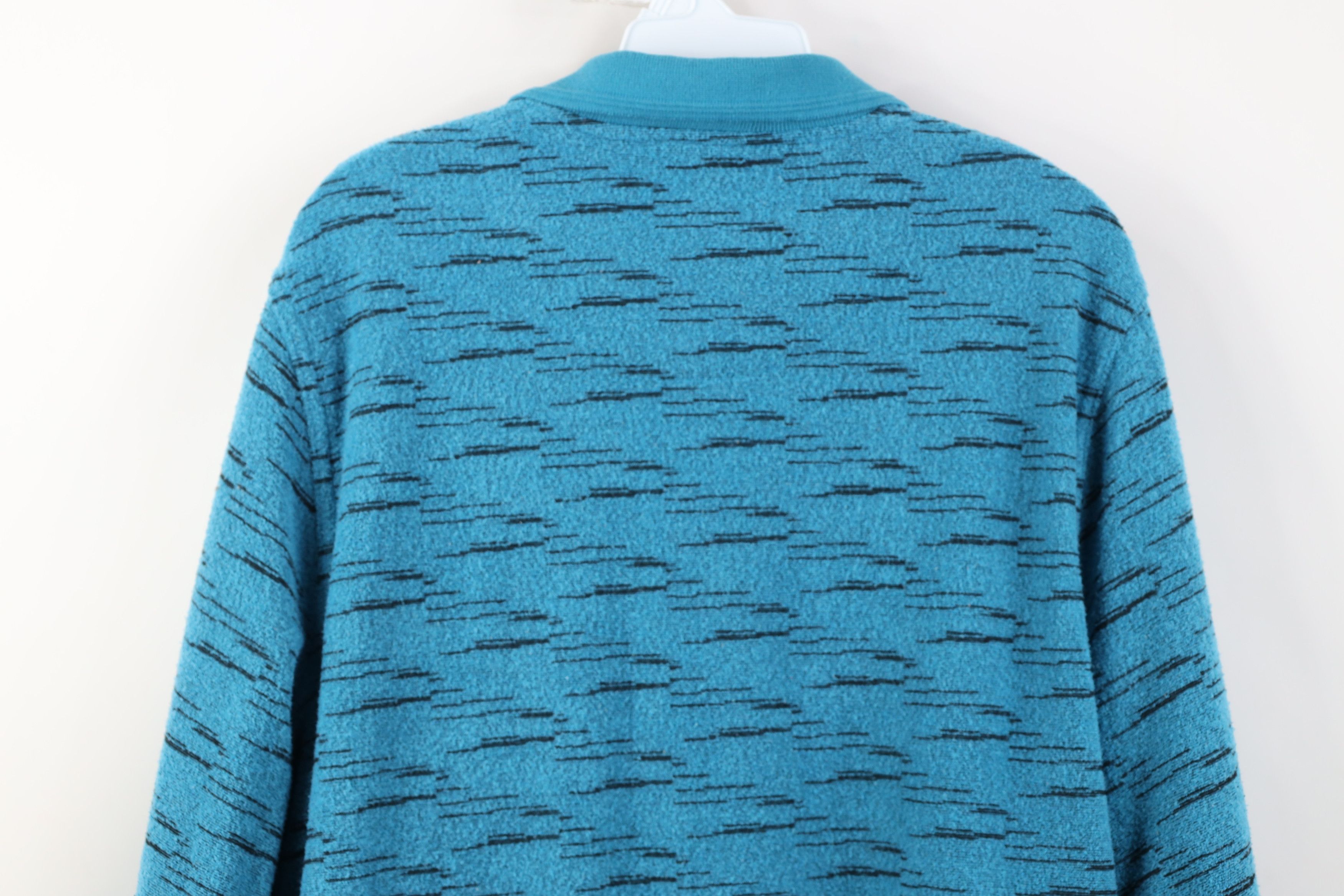 Vintage Vintage 90s Streetwear Fleck Fleece Collared Sweatshirt Blue Size US XL / EU 56 / 4 - 10 Thumbnail