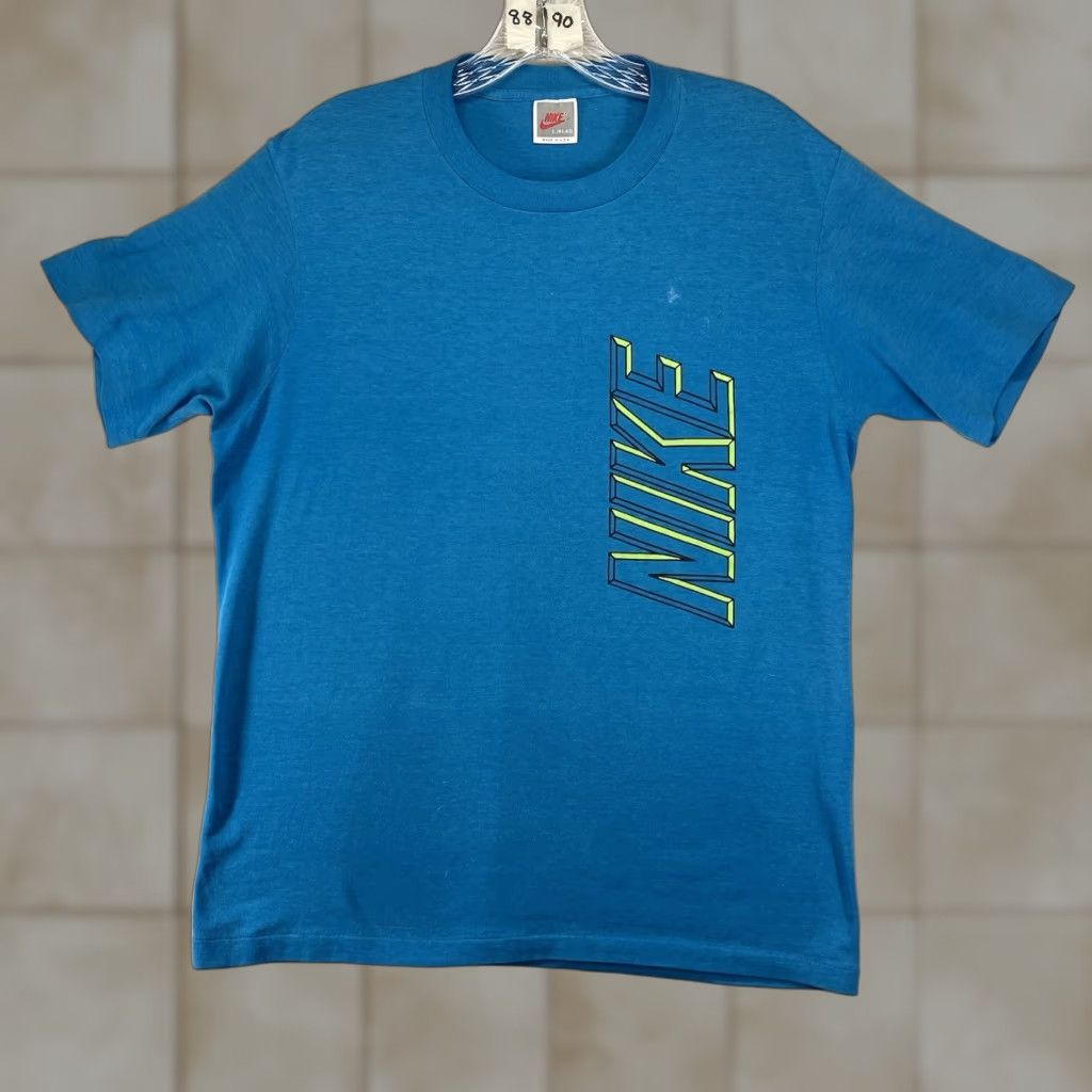Nike VINTAGE Nike T-Shirt Unisex Adults Shirt L Blue 80s 90s Retro USA Graphic Print Stitch Logo Crew Neck Short Sleeve Size US L / EU 52-54 / 3 - 1 Thumbnail