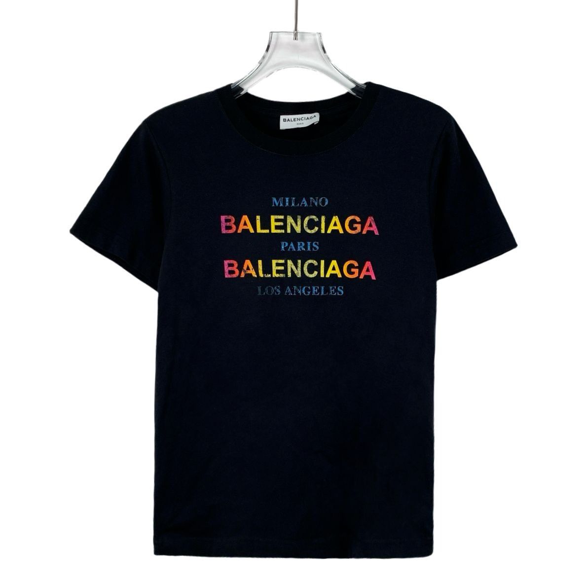 Balenciaga Balenciaga Black Multicolor Letter Print Cotton T-Shirt Size Size S / US 4 / IT 40 - 1 Thumbnail