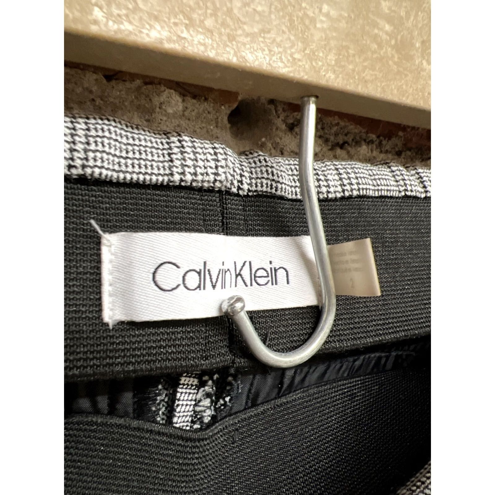 Calvin Klein Calvin Klein Pants Womens Size 2 White Plaid Stretch Work Dress Pants Size 26" / US 2 / IT 38 - 3 Thumbnail