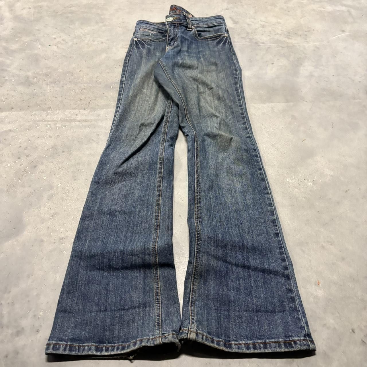 Japanese Brand × Vintage Crazy Vintage Y2K/2000s Grunge Dark Wash Bootcut Denim Jeans! Size US 29 - 3 Thumbnail