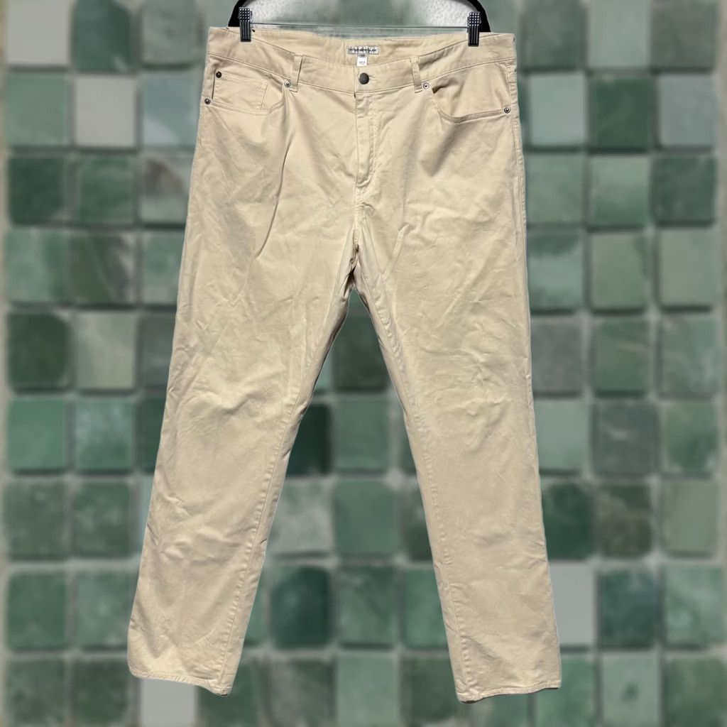 Peter Millar PETER MILLAR Ultimate Sateen 5-Pocket Pant Light Khaki 38 x 34 Mens Regular Beige Cotton Modal Spandex Straight Front Zip Button 5-Pocket Size US 38 / EU 54 - 1 Thumbnail