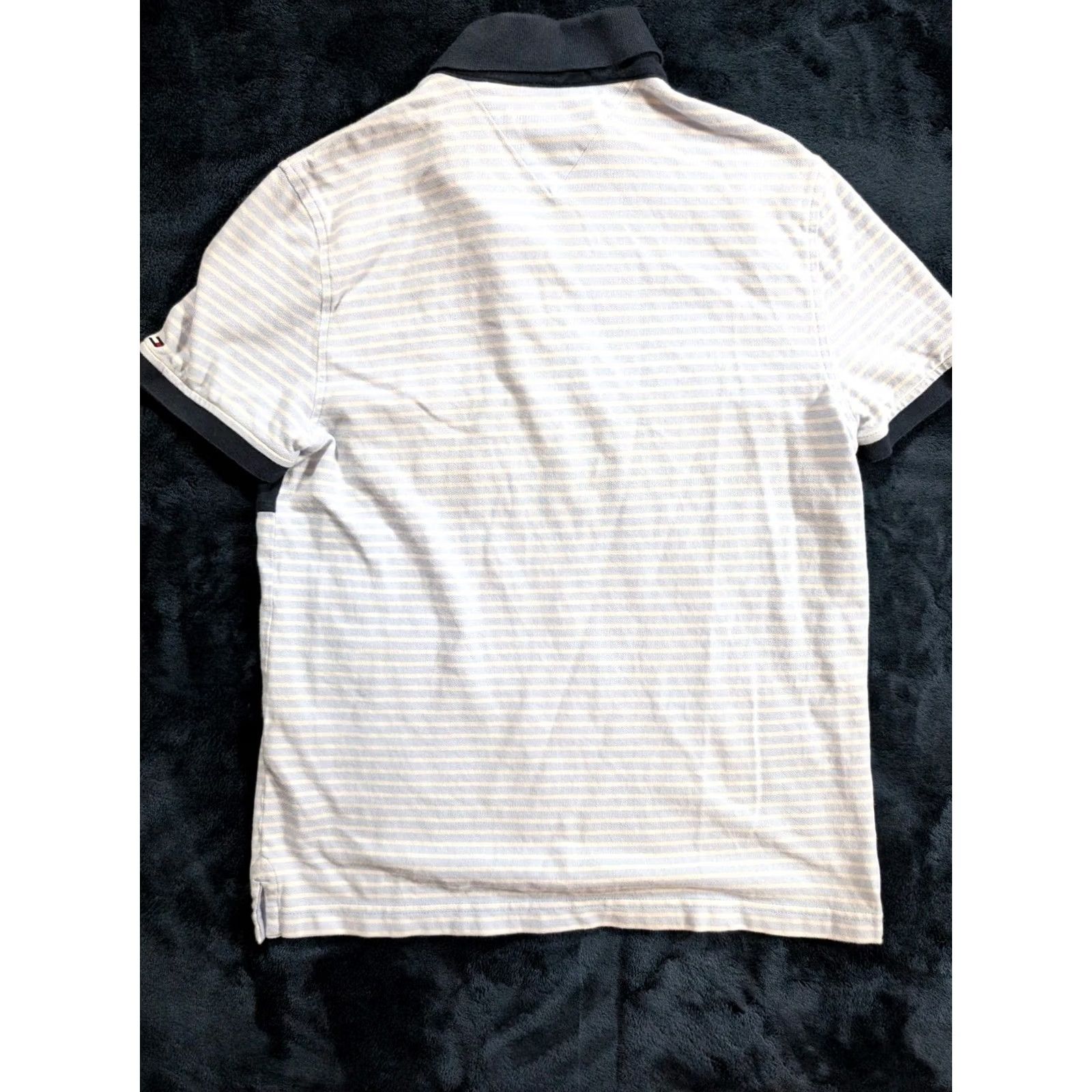 Tommy Hilfiger Tommy Hilfiger Polo Shirt Men's Small Striped Logo Knit 100% Cotton White Blue Logo Polo Mens S Size US S / EU 44-46 / 1 - 5 Thumbnail