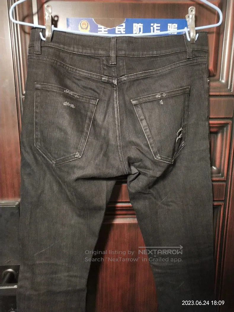 Yves Saint Laurent SLP Distressed Black Denim Jeans. Size US 30 / EU 46 - 3 Thumbnail
