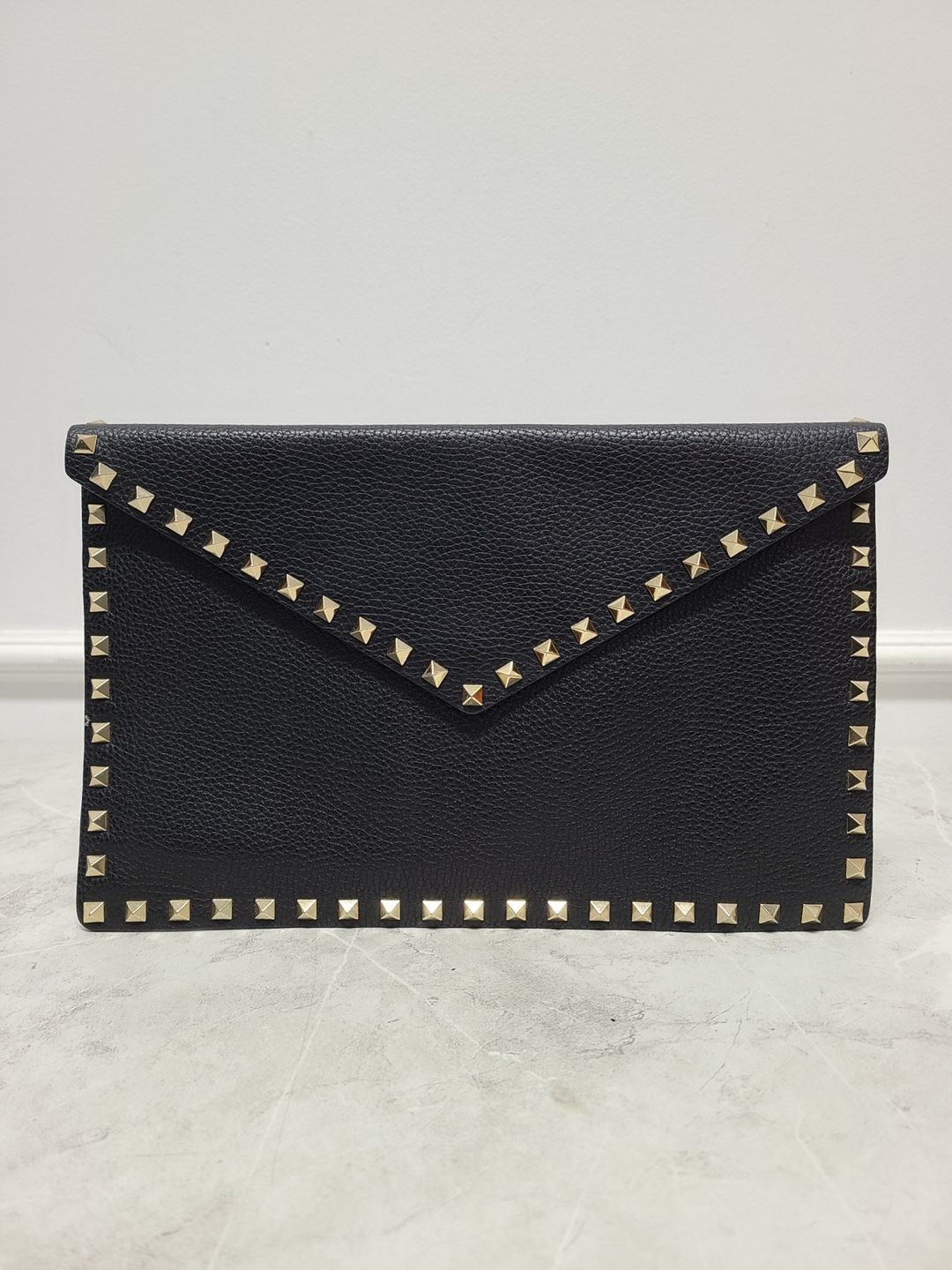 Valentino Black Leather Rockstud Envelope Clutch Size ONE SIZE - 1 Thumbnail
