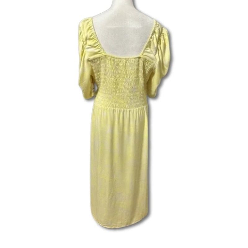 Other Open Edit Smocked A-Line Dress Puff Sleeve Floral Yellow L Size L / US 10 / IT 46 - 6 Thumbnail