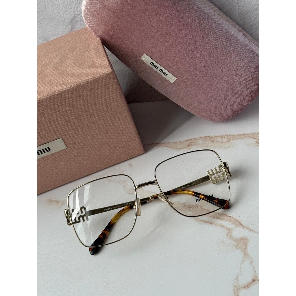 Miu Miu NEW Miu Miu M51XV Gold Square Logo Eyeglasses Frames Size ONE SIZE - 2 Thumbnail