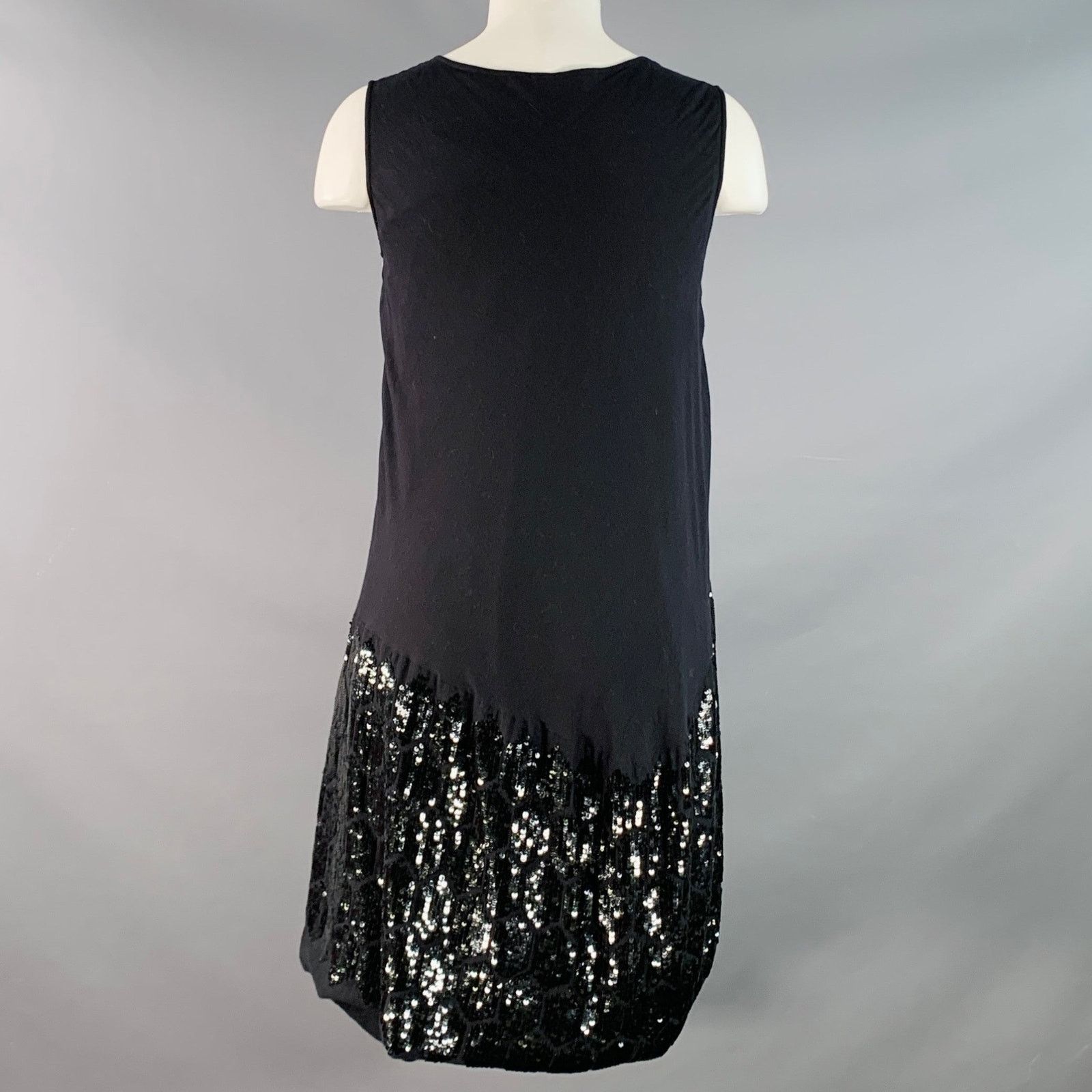 Peachoo + Krejberg PEACHOO+KREJBERG Black Cotton Sequined Midi Dress Size S / US 4 / IT 40 - 4 Thumbnail