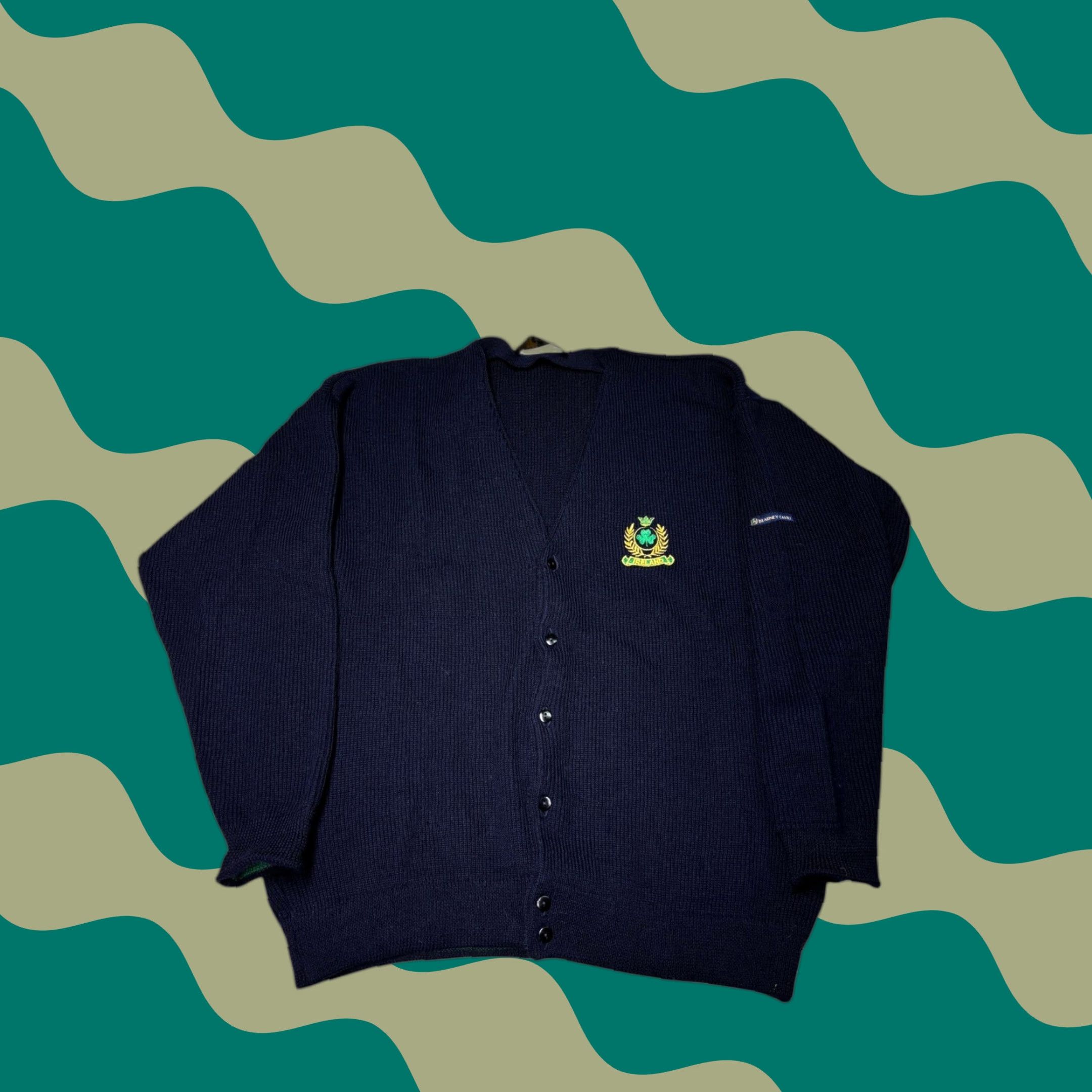 4SDESIGNS VINTAGE Blarney Castle Designs Mens Navy Wool Cardigan Sweater XL Embroidered Ireland Size US XL / EU 56 / 4 - 1 Thumbnail